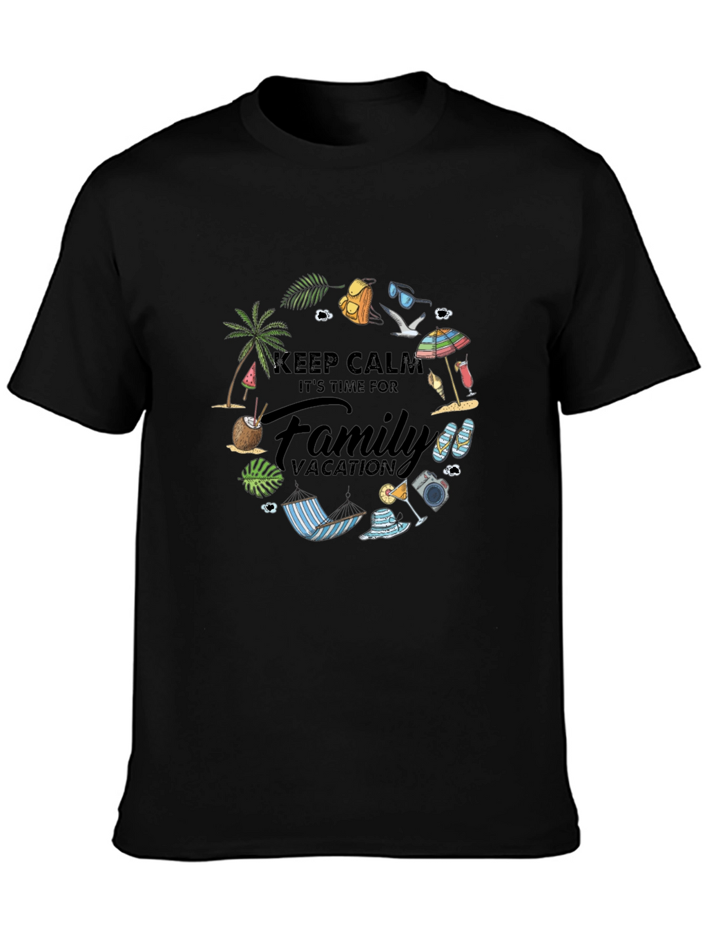 Family Vacation Graphic Tee - Black