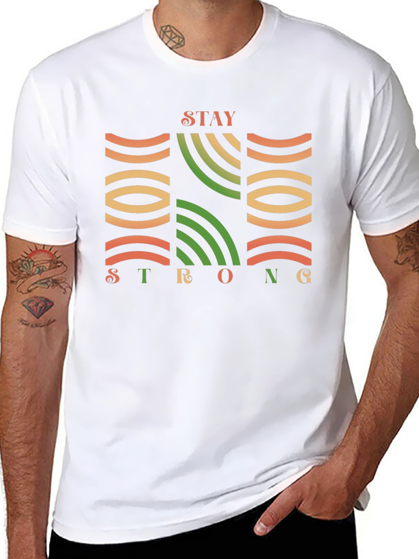 Stay Strong Graphic Print Black T-Shirt