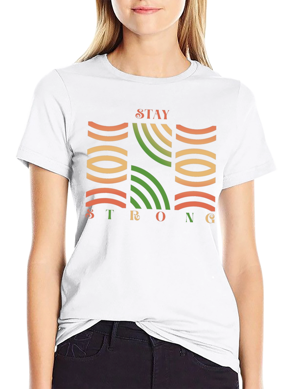 Stay Strong Graphic Print Black T-Shirt