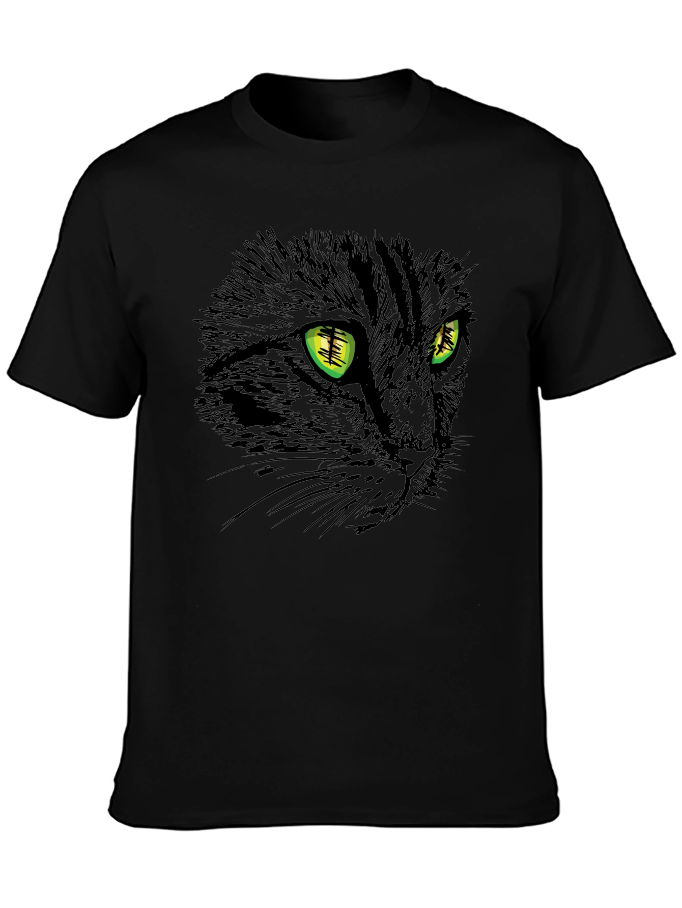Black Cat Graphic Tee - Mens Short Sleeve Crew Neck