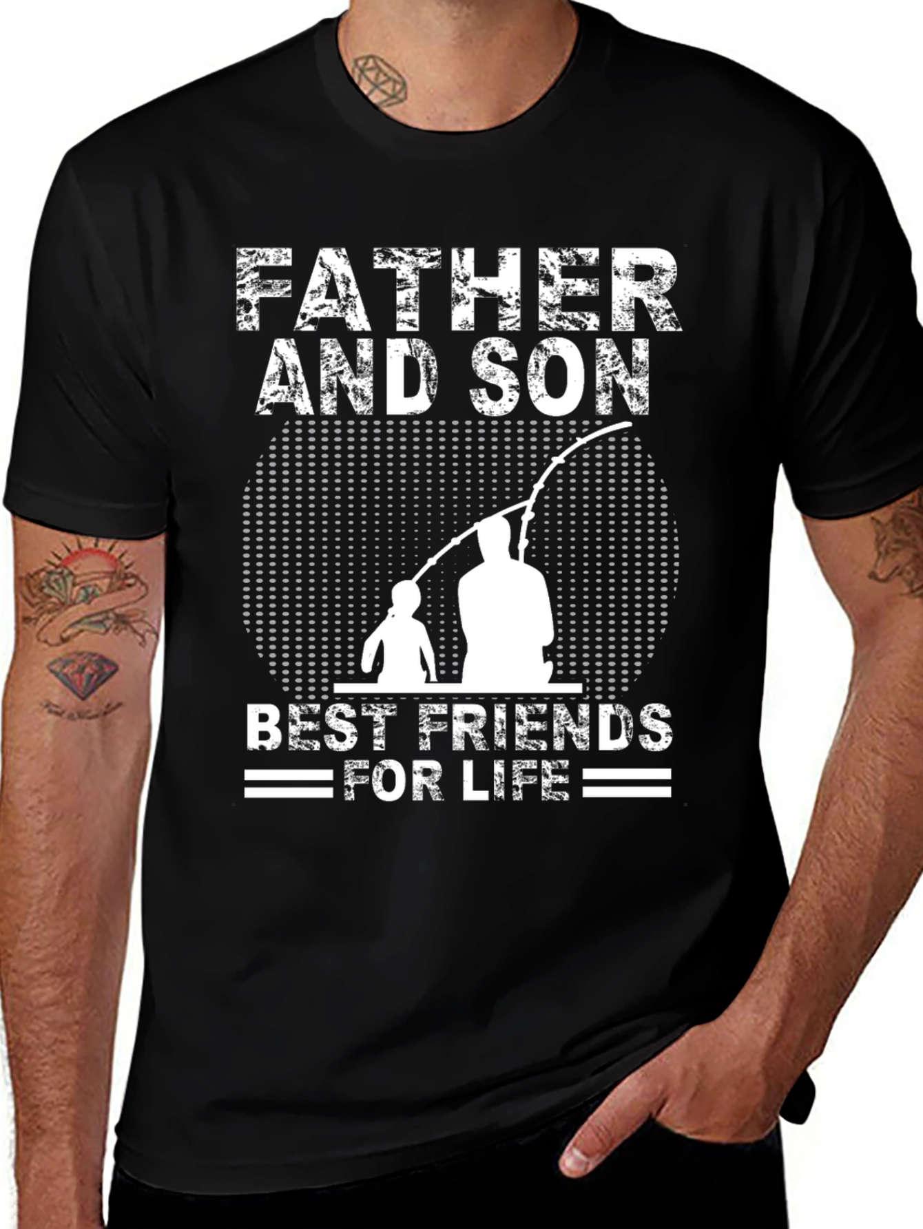 Father and Son Best Friends For Life Black T-Shirt