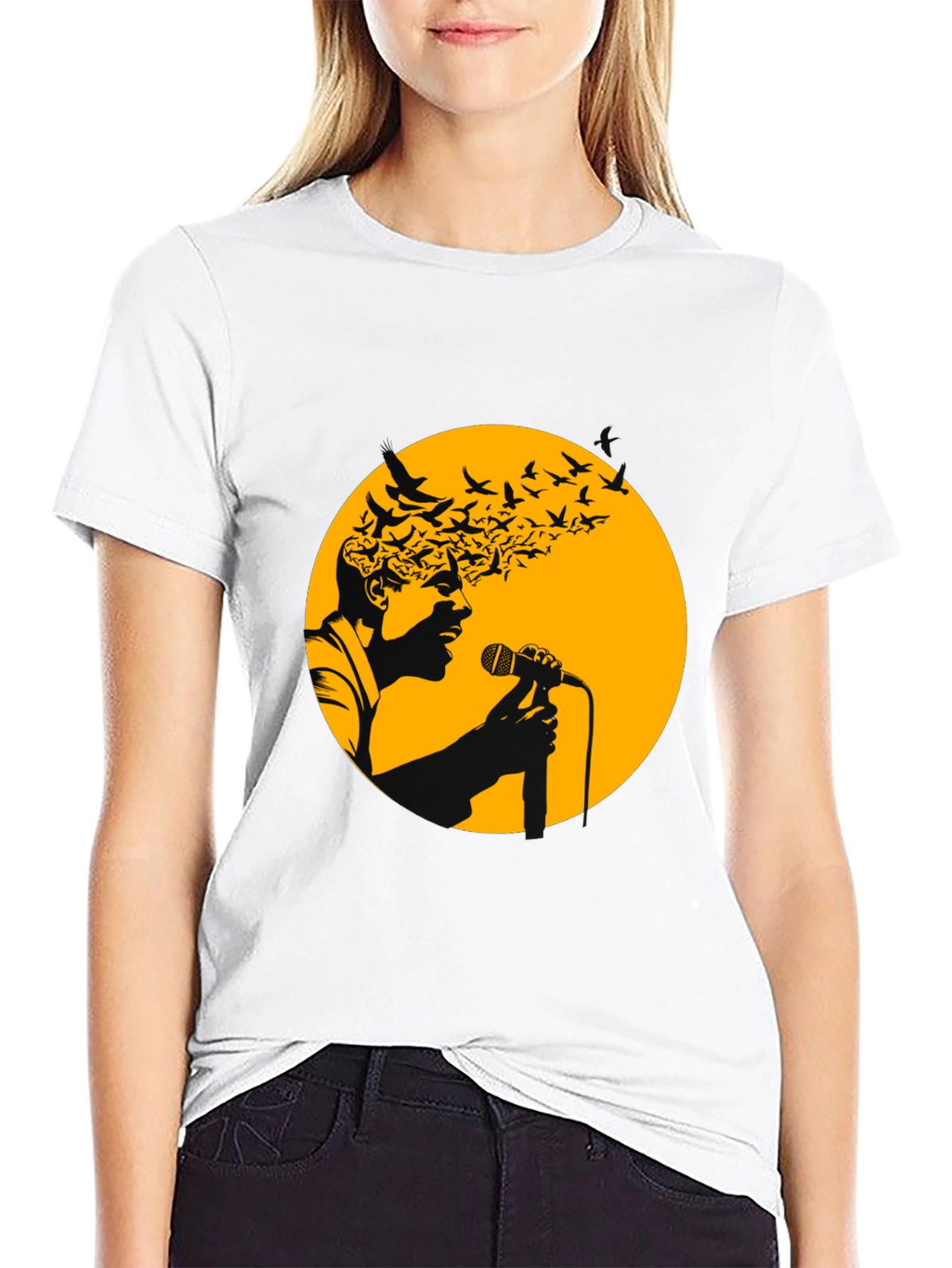 Soulful Singer T-Shirt - Artistic Bird Design