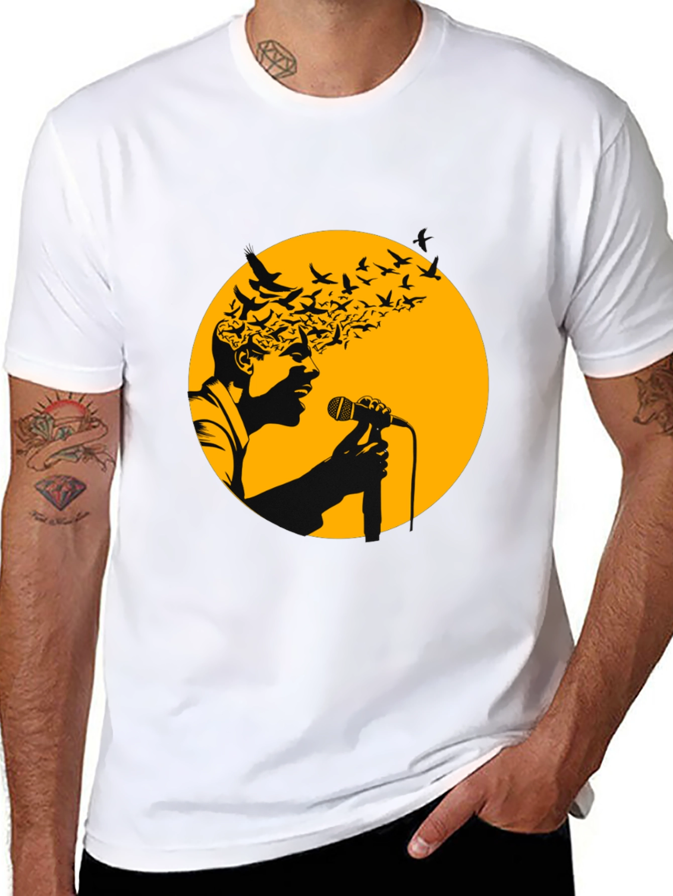 Soulful Singer T-Shirt - Artistic Bird Design