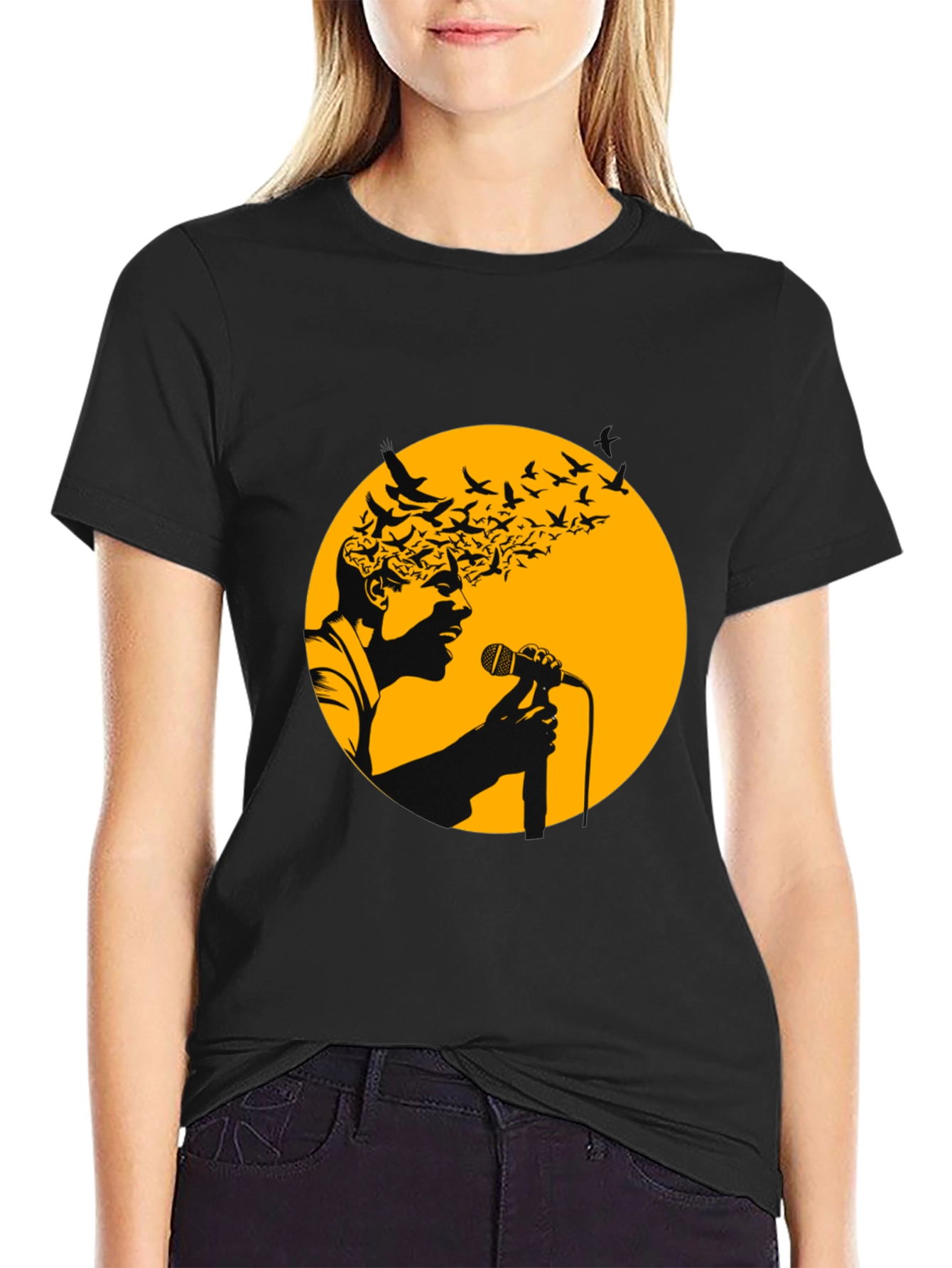 Soulful Singer T-Shirt - Artistic Bird Design