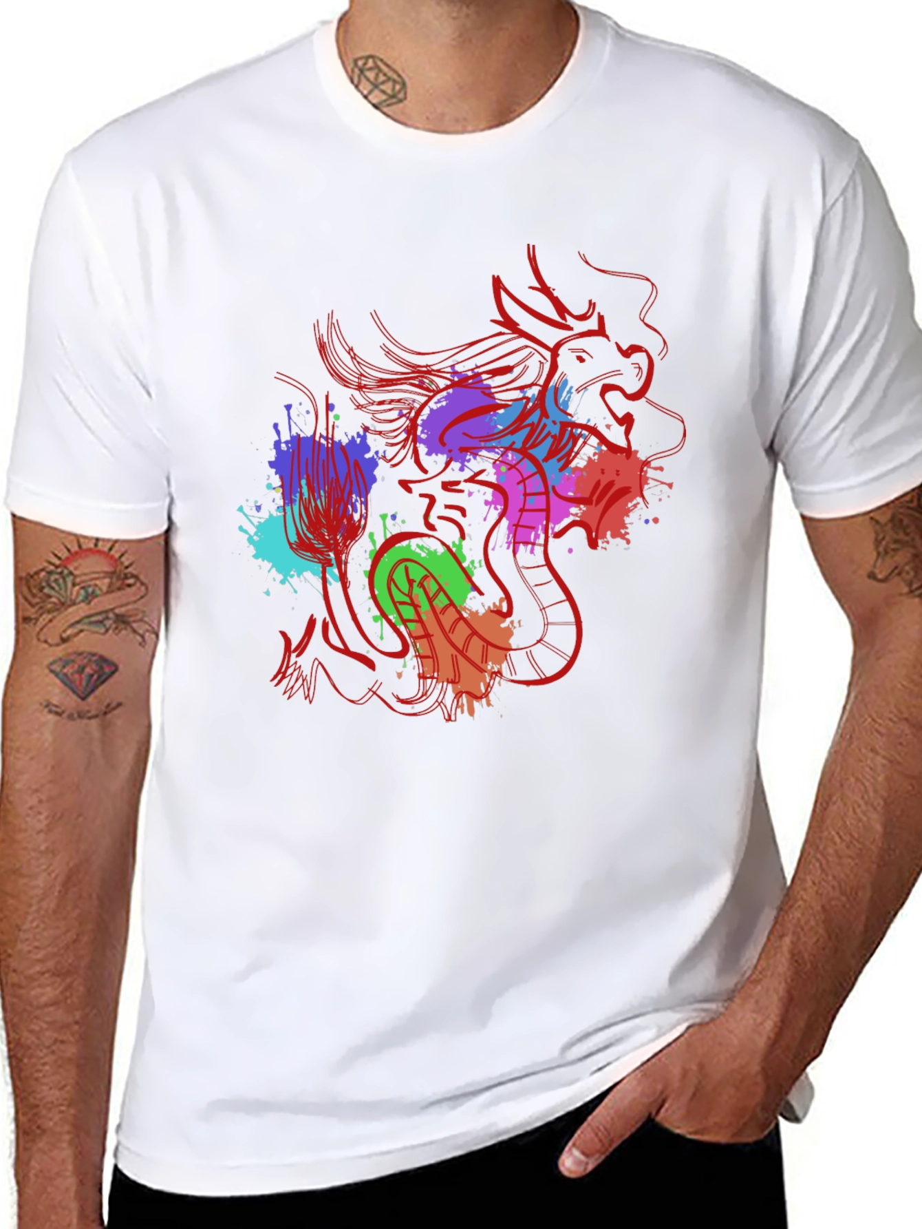Dragon Splash Graphic Tee - Mens Black T-Shirt