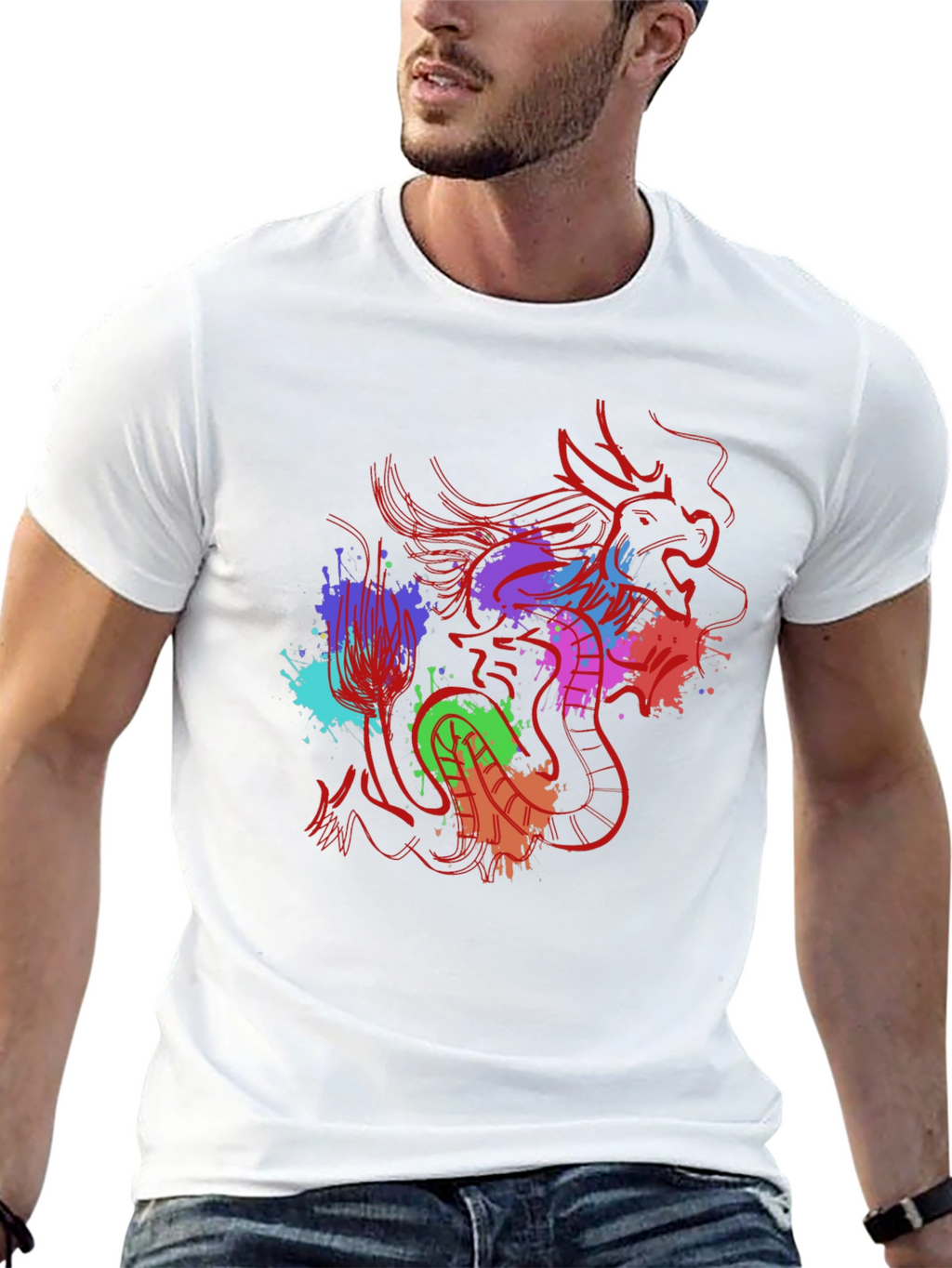 Dragon Splash Graphic Tee - Mens Black T-Shirt