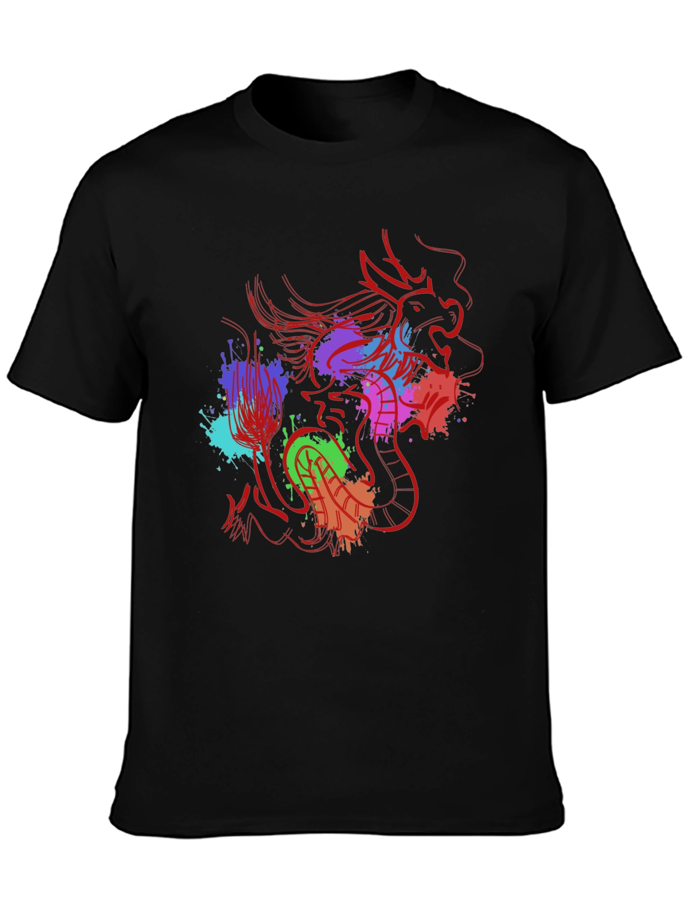 Dragon Splash Graphic Tee - Mens Black T-Shirt