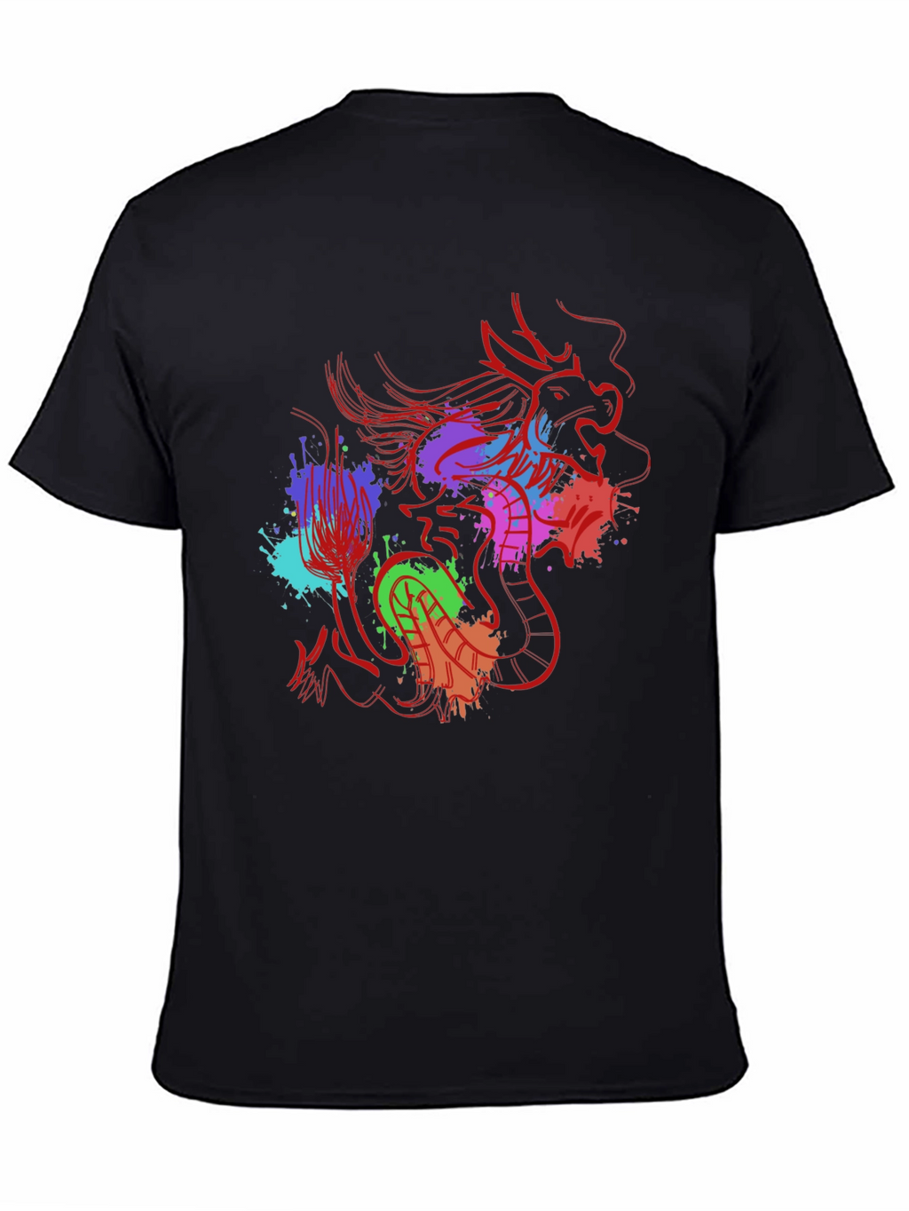 Dragon Splash Graphic Tee - Mens Black T-Shirt