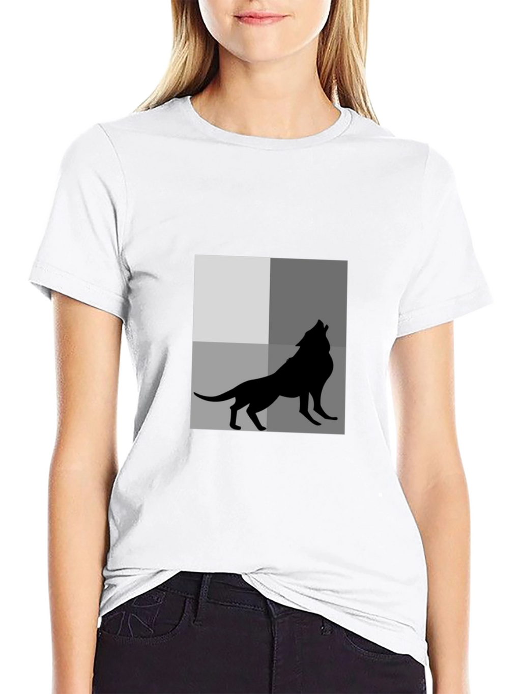Wolf Silhouette Graphic Tee - Black Cotton T-Shirt
