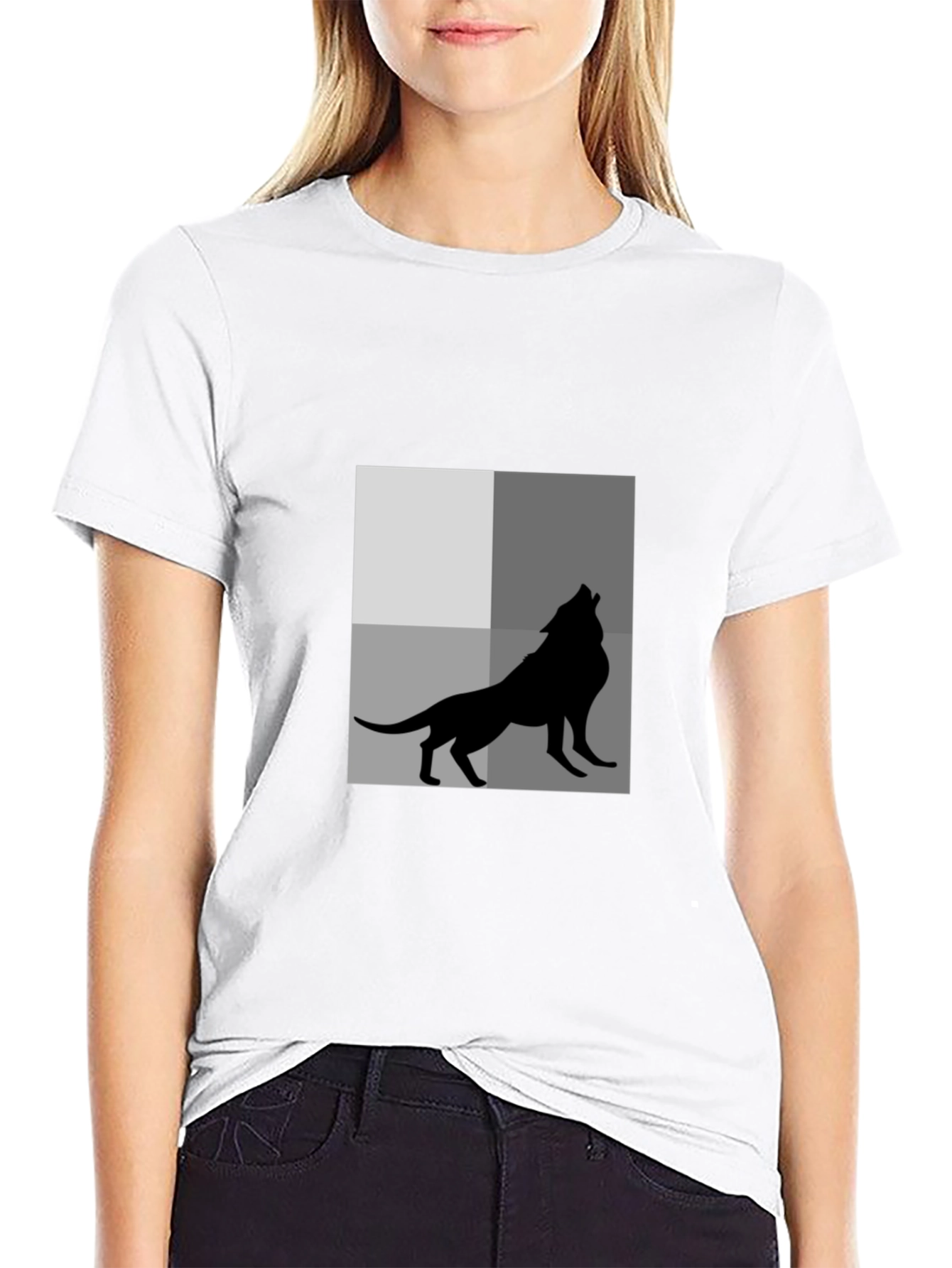 Wolf Silhouette Graphic Tee - Black Cotton T-Shirt