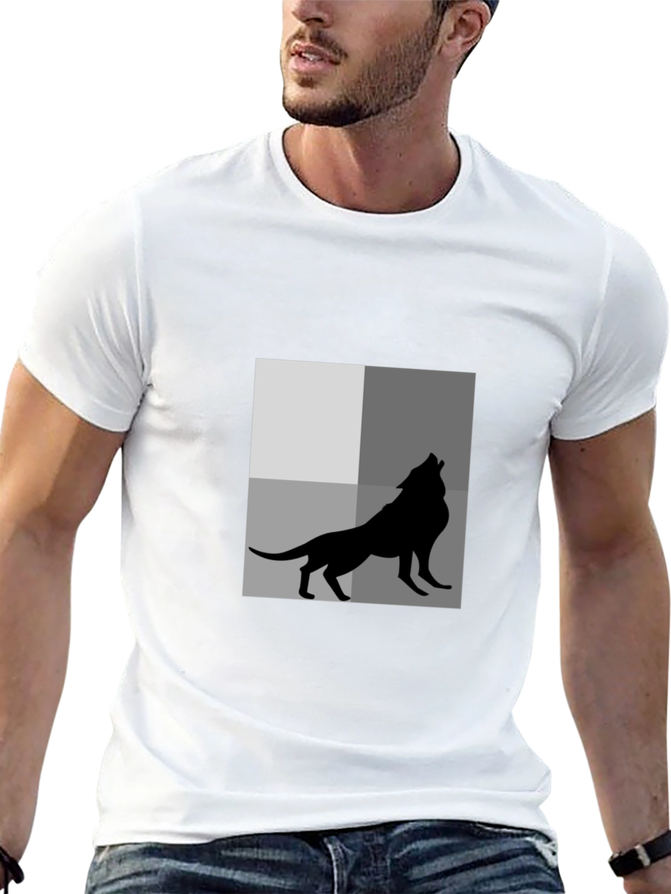 Wolf Silhouette Graphic Tee - Black Cotton T-Shirt