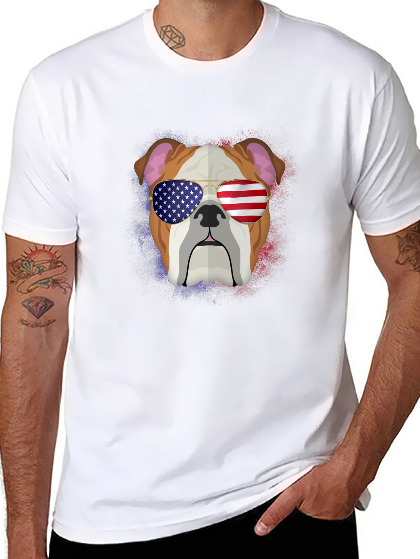 Patriotic Bulldog Graphic Tee