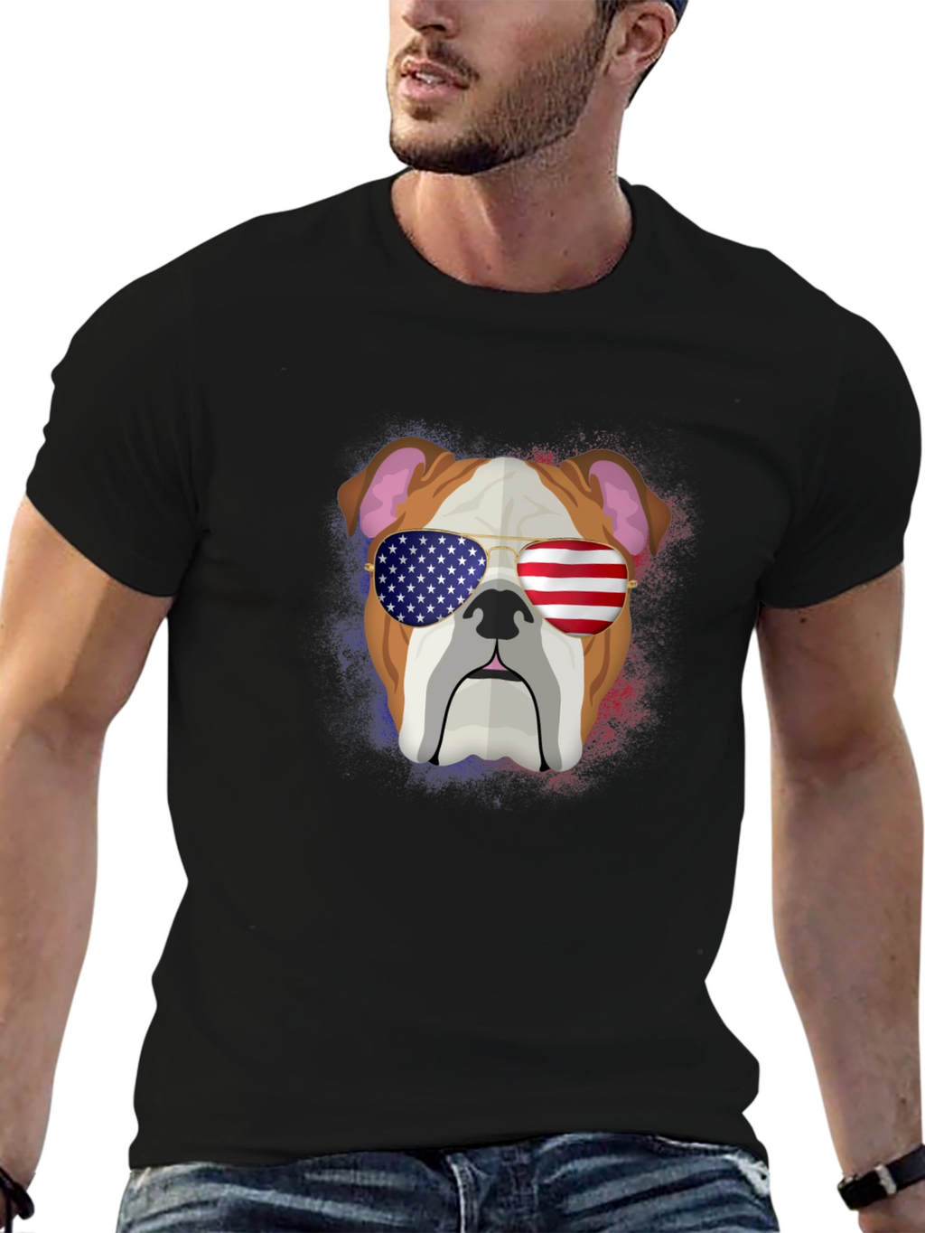 Patriotic Bulldog Graphic Tee