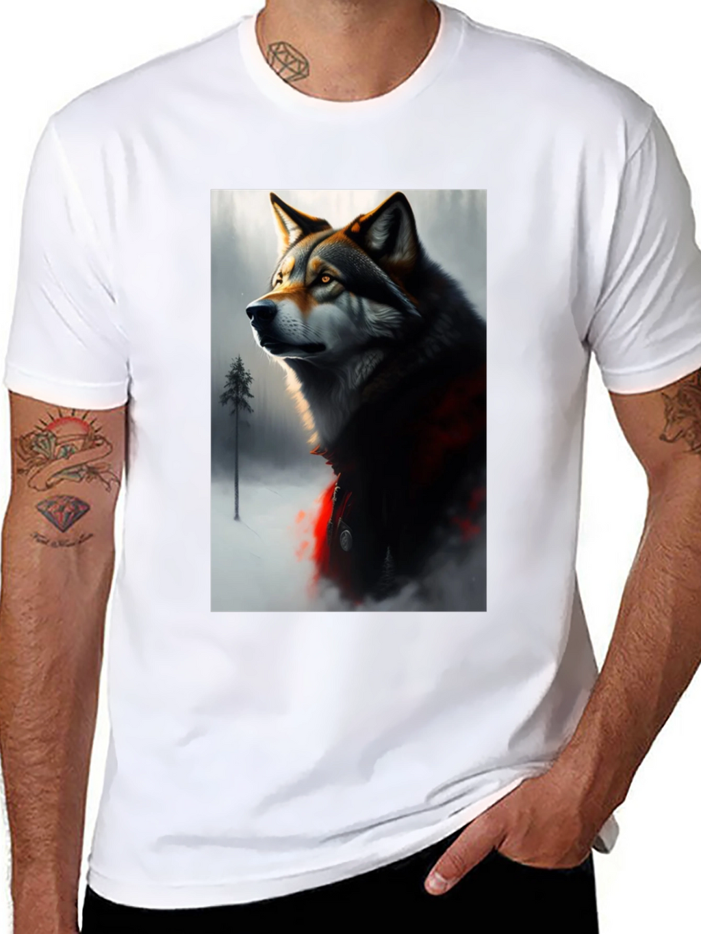 Wolf Graphic Black T-Shirt - Stylish Animal Print Tee