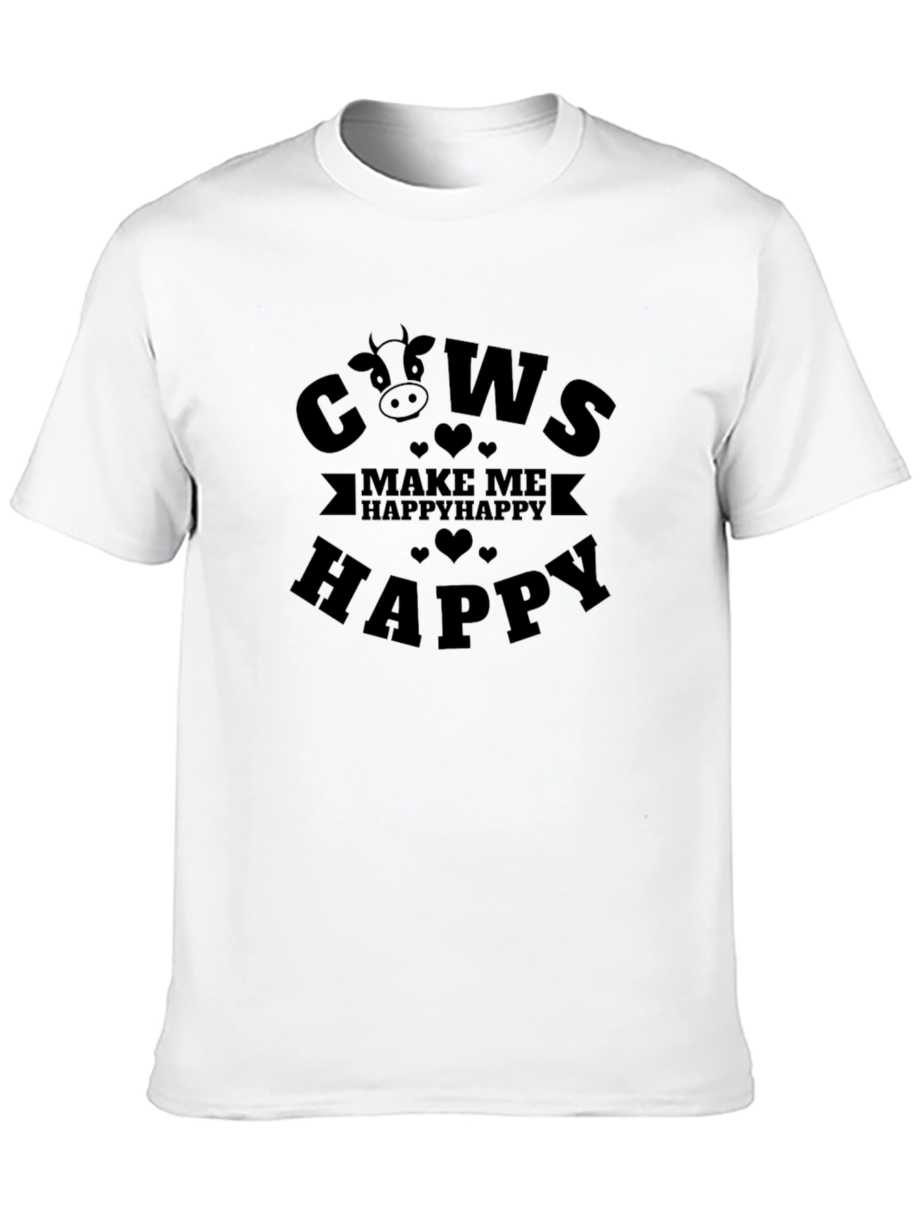 Cows Make Me Happy Graphic Tee - Black