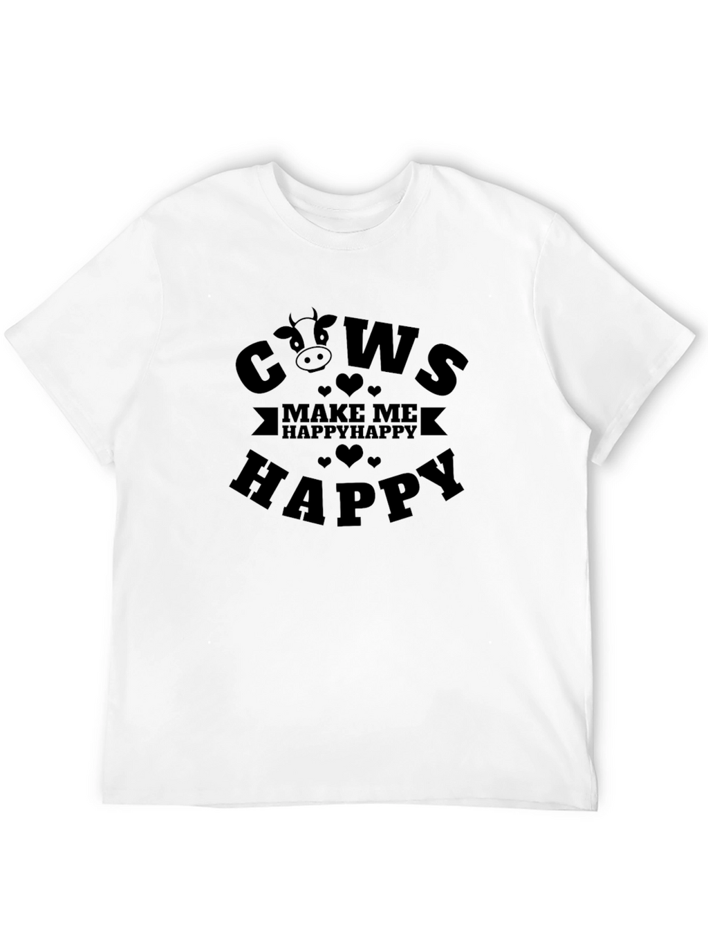 Cows Make Me Happy Graphic Tee - Black