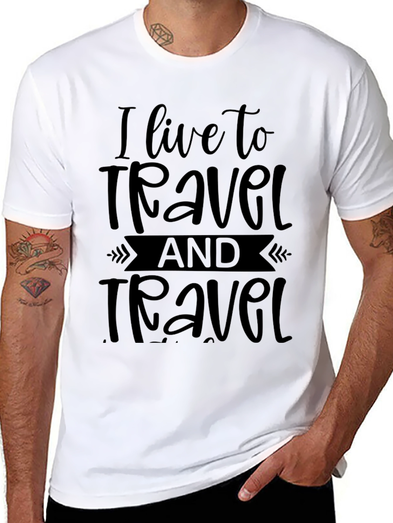 Travel T-Shirt - I Live to Travel Design - Casual Wear