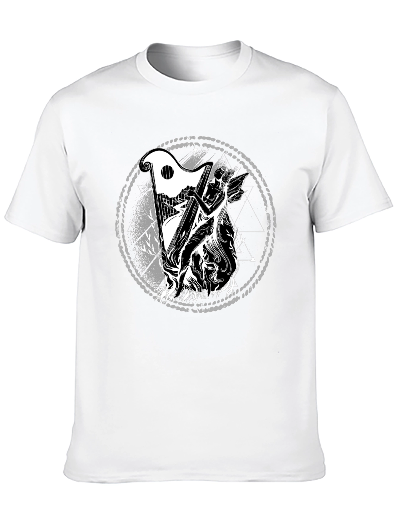 Mystic Harpist Graphic Black T-Shirt