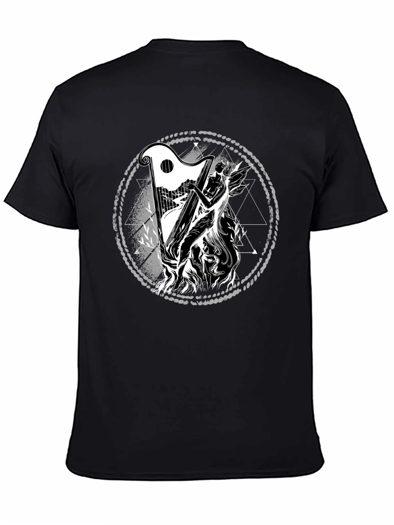 Mystic Harpist Graphic Black T-Shirt