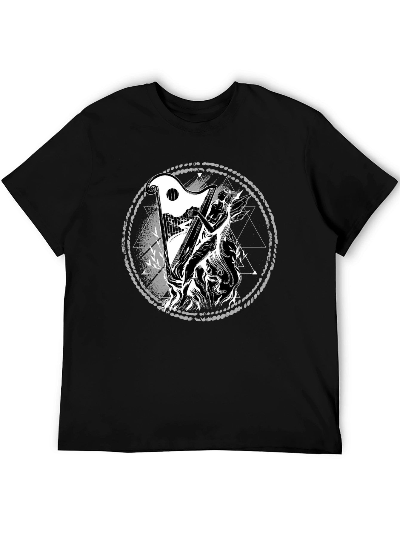 Mystic Harpist Graphic Black T-Shirt