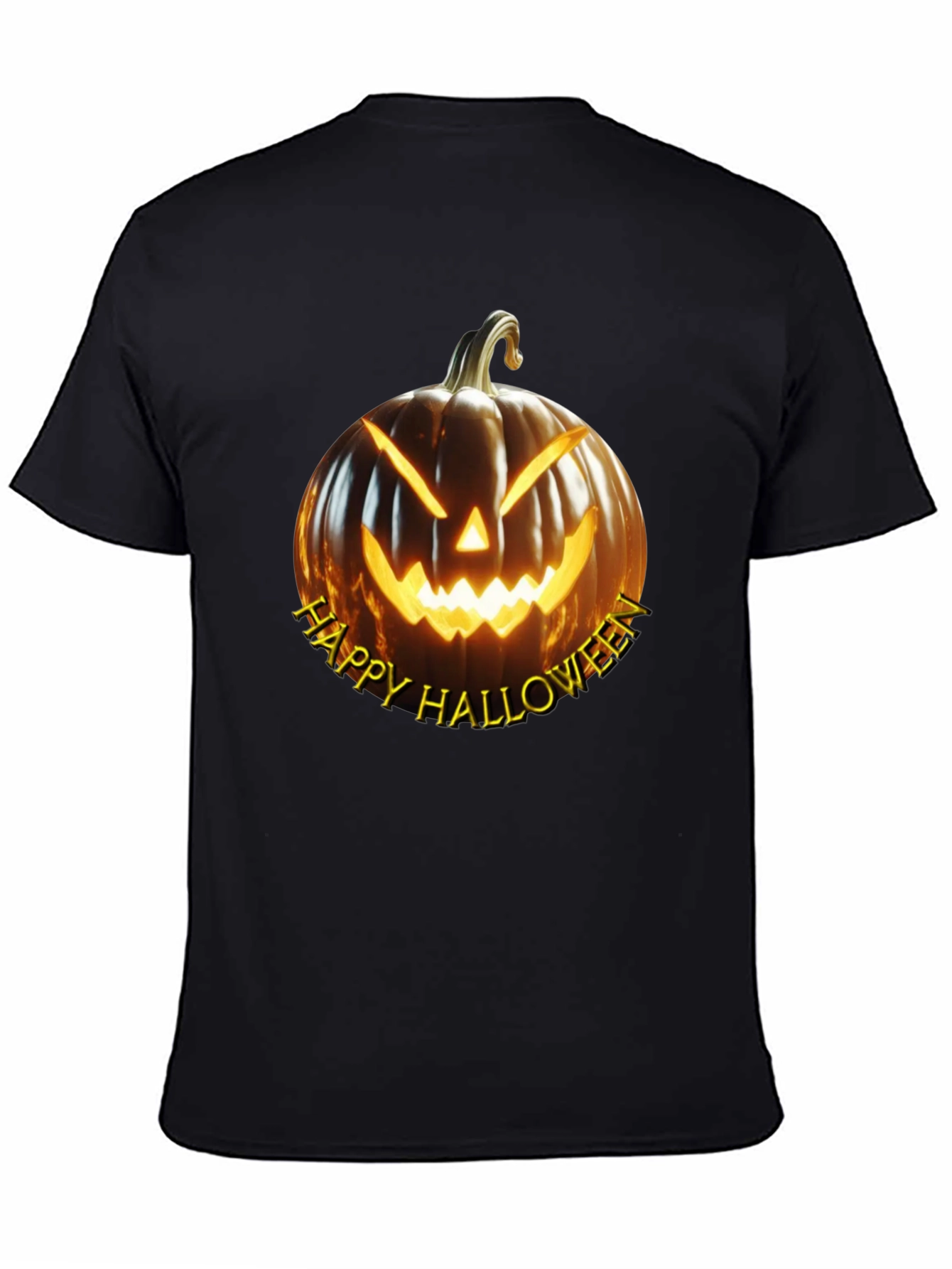 Happy Halloween Pumpkin Graphic Tee - Black