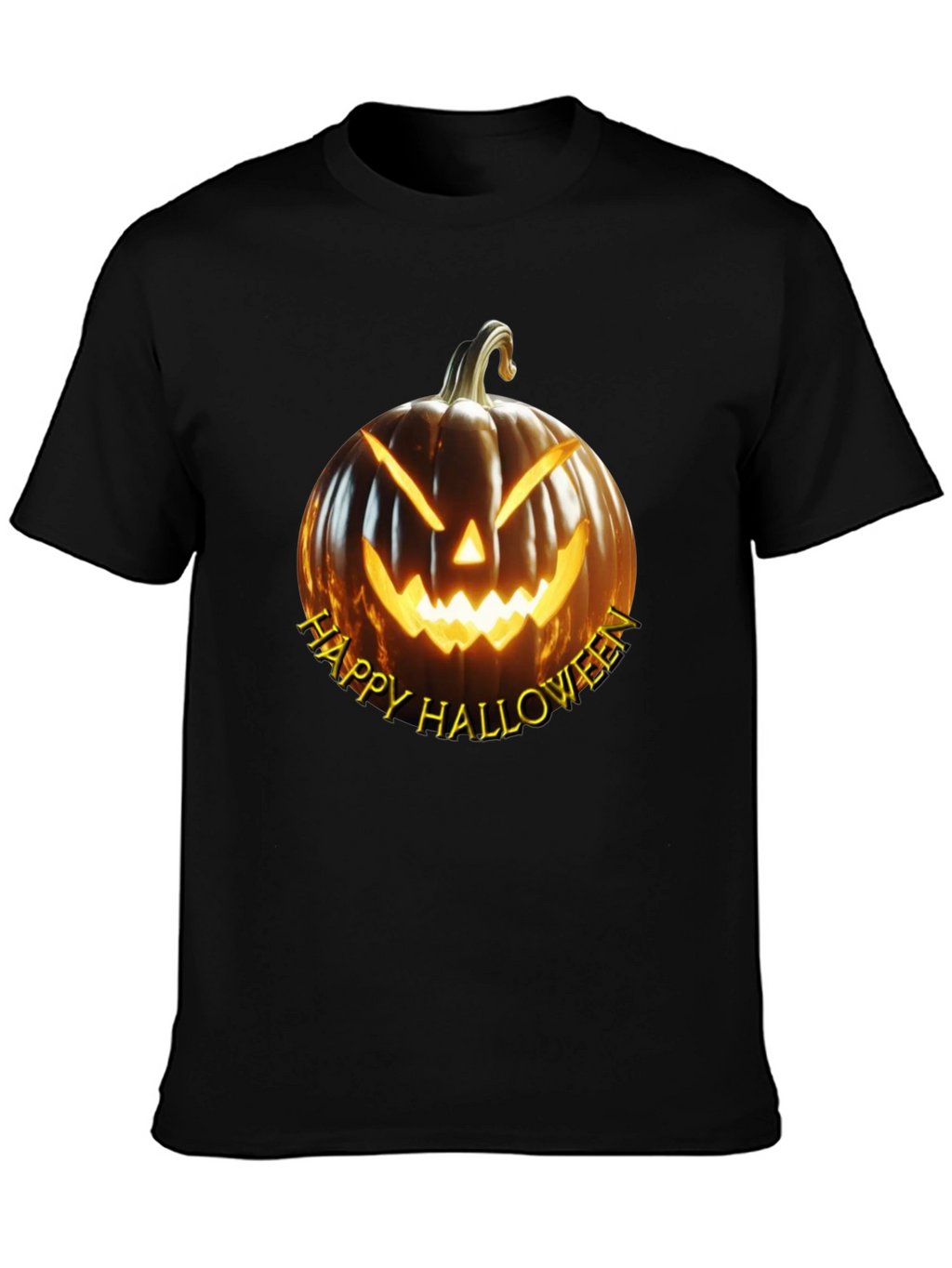 Happy Halloween Pumpkin Graphic Tee - Black