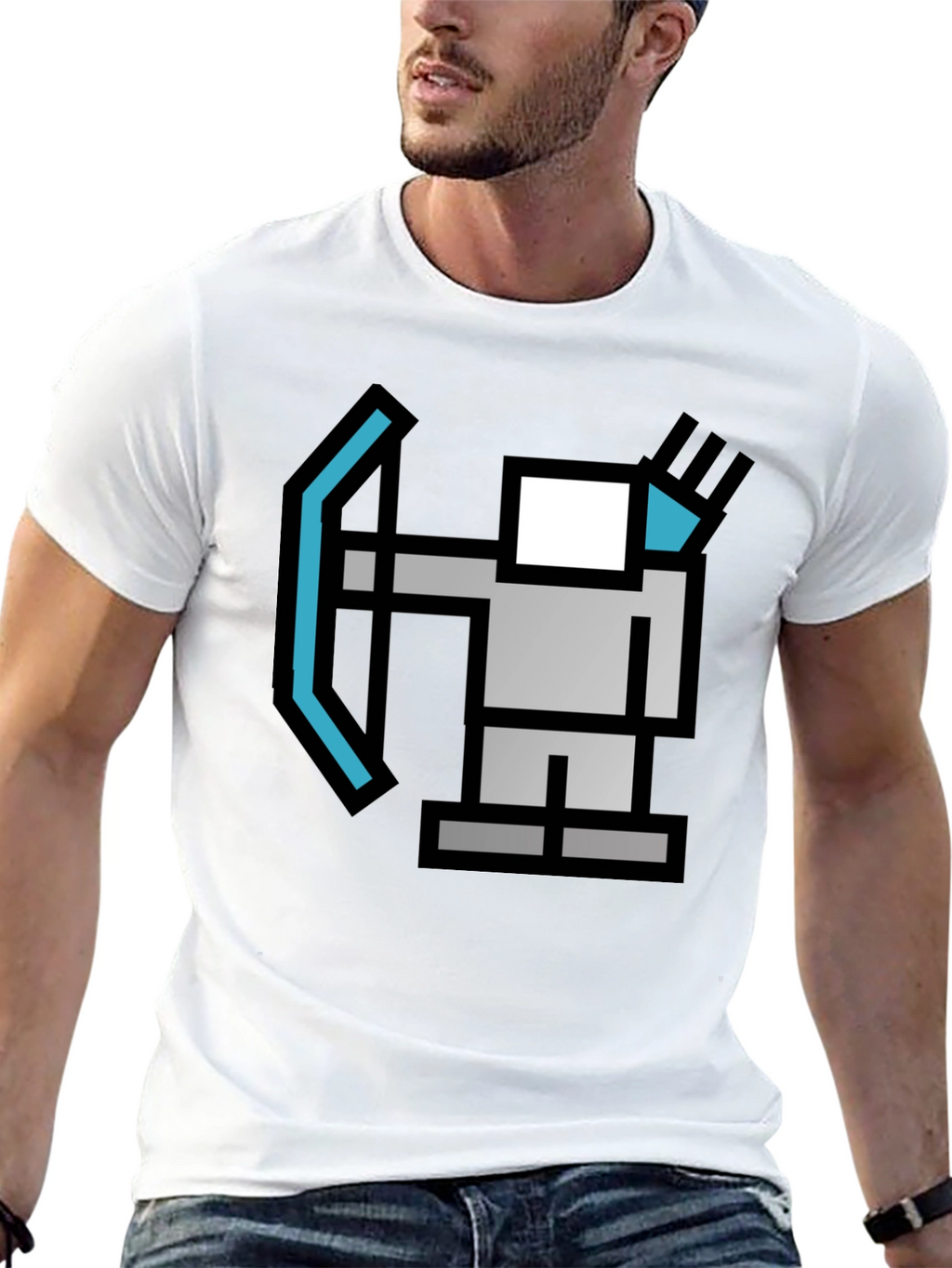 Pixel Archer Black T-Shirt - Retro Gaming Style