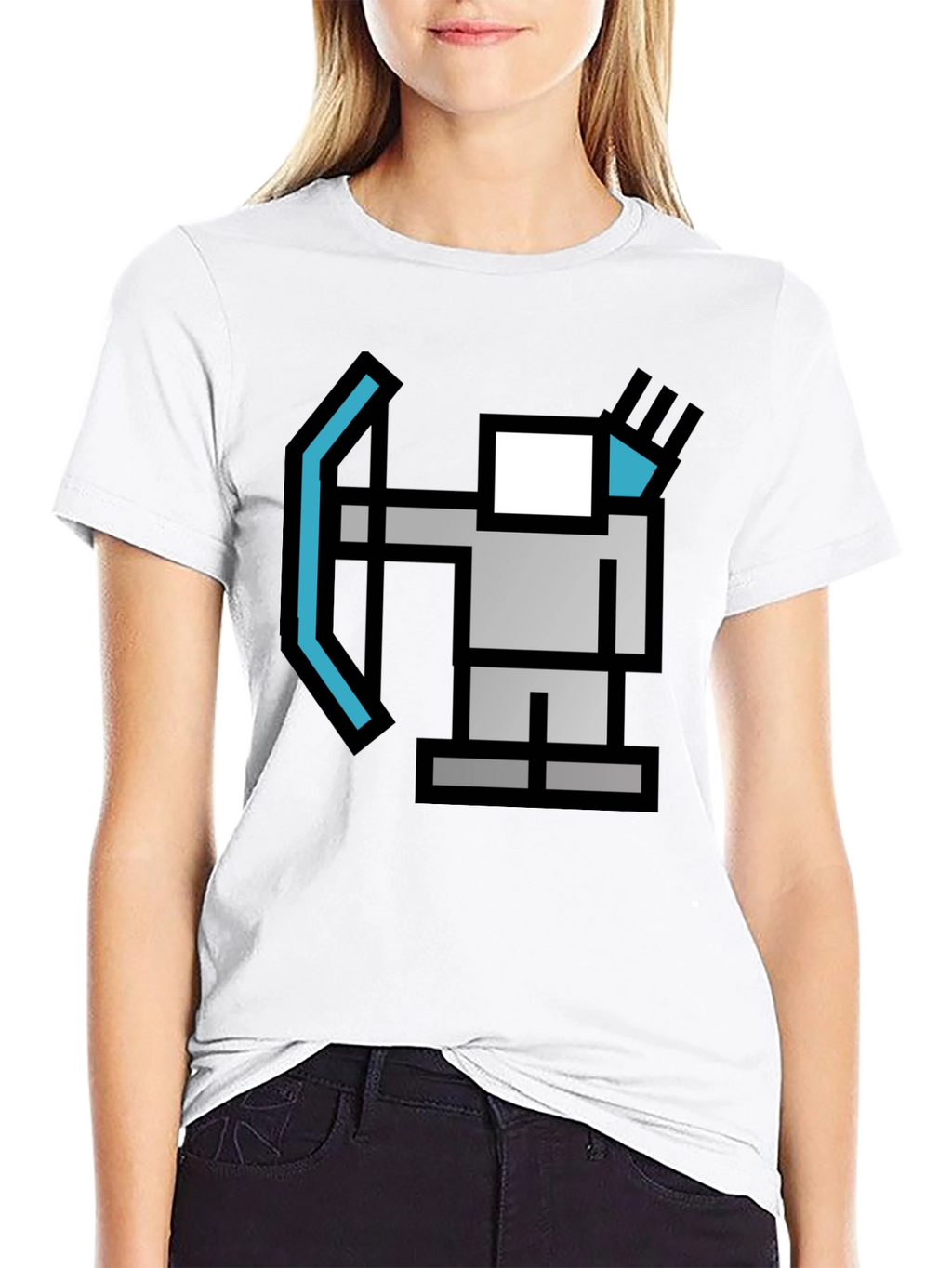 Pixel Archer Black T-Shirt - Retro Gaming Style