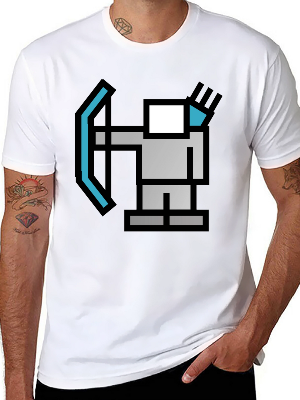 Pixel Archer Black T-Shirt - Retro Gaming Style
