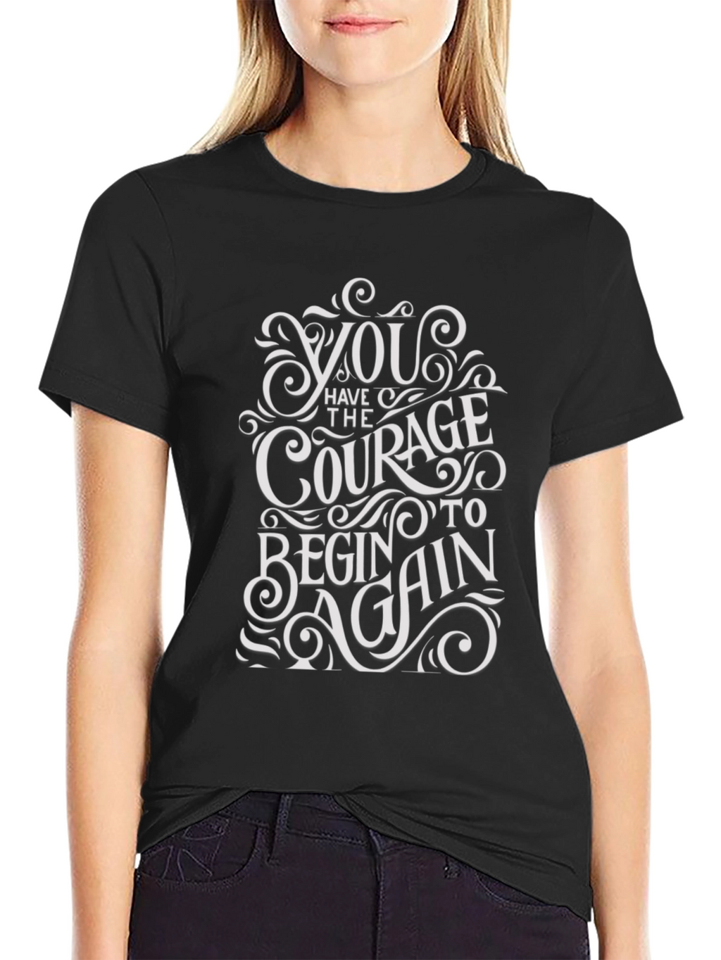 Courage to Begin Again Black Graphic Tee