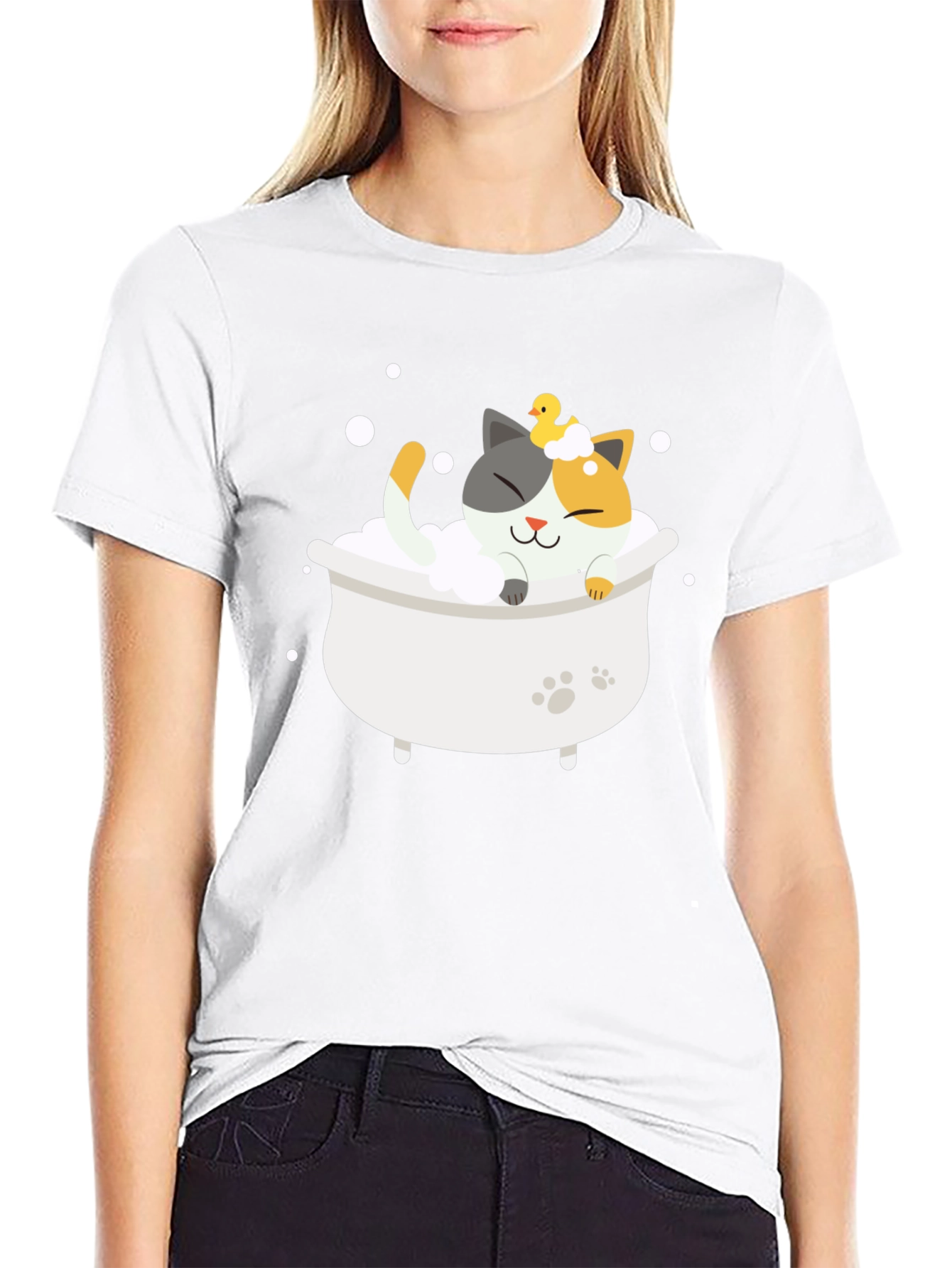 Cute Cat Bath T-Shirt - Relax in Style!