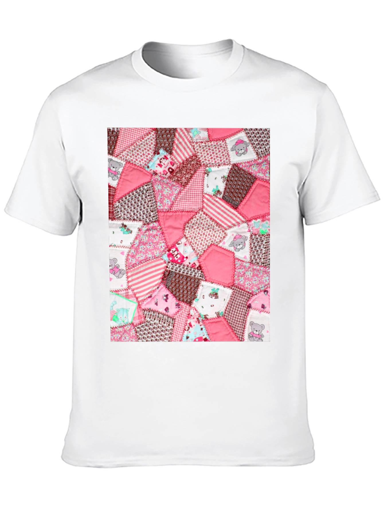 Pink Patchwork Pattern Tee