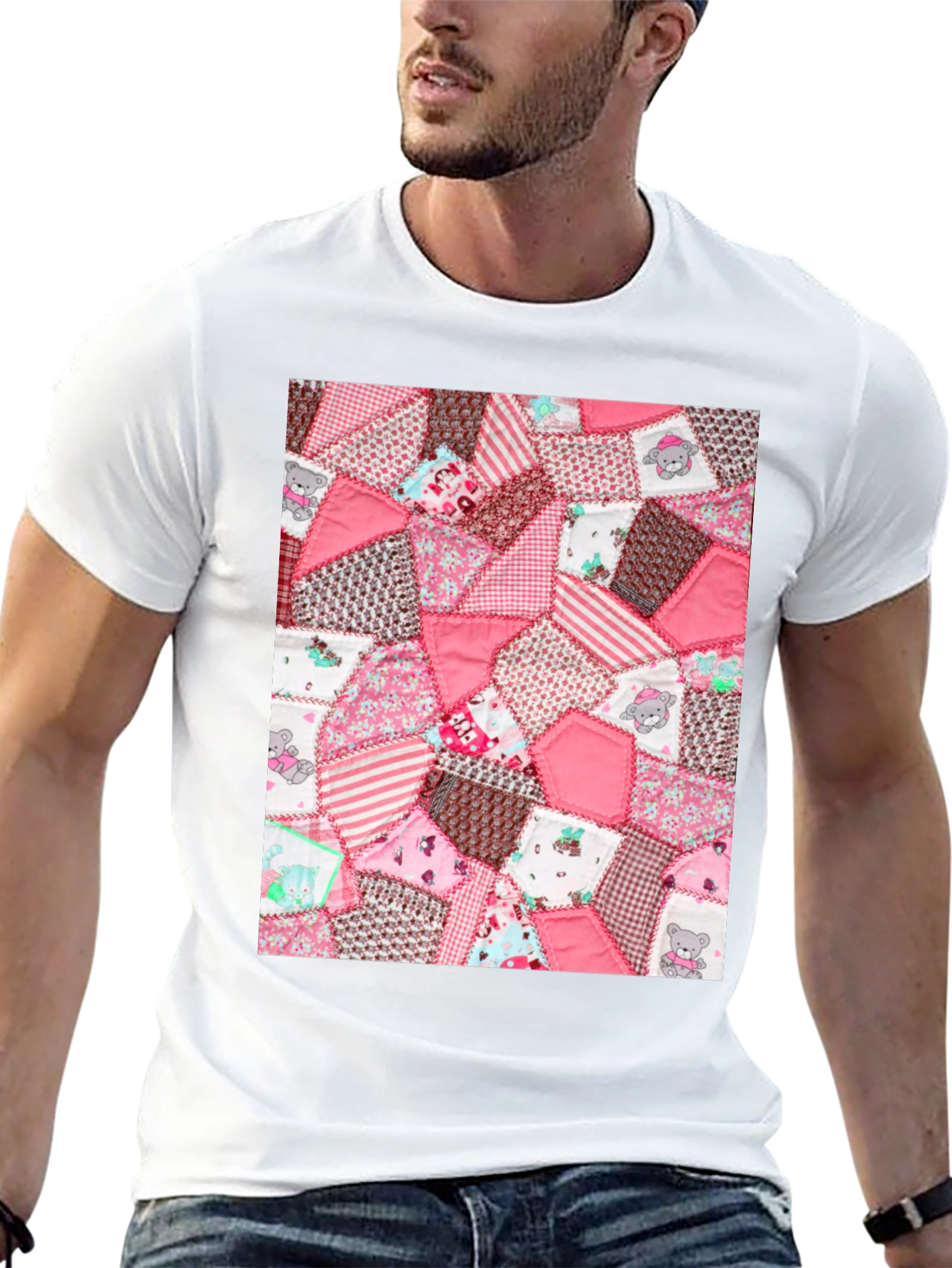 Pink Patchwork Pattern Tee