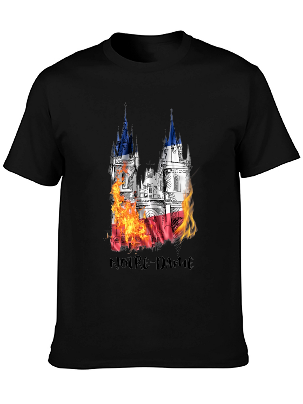 Notre Dame Burning T-Shirt - Mens Black Graphic Tee