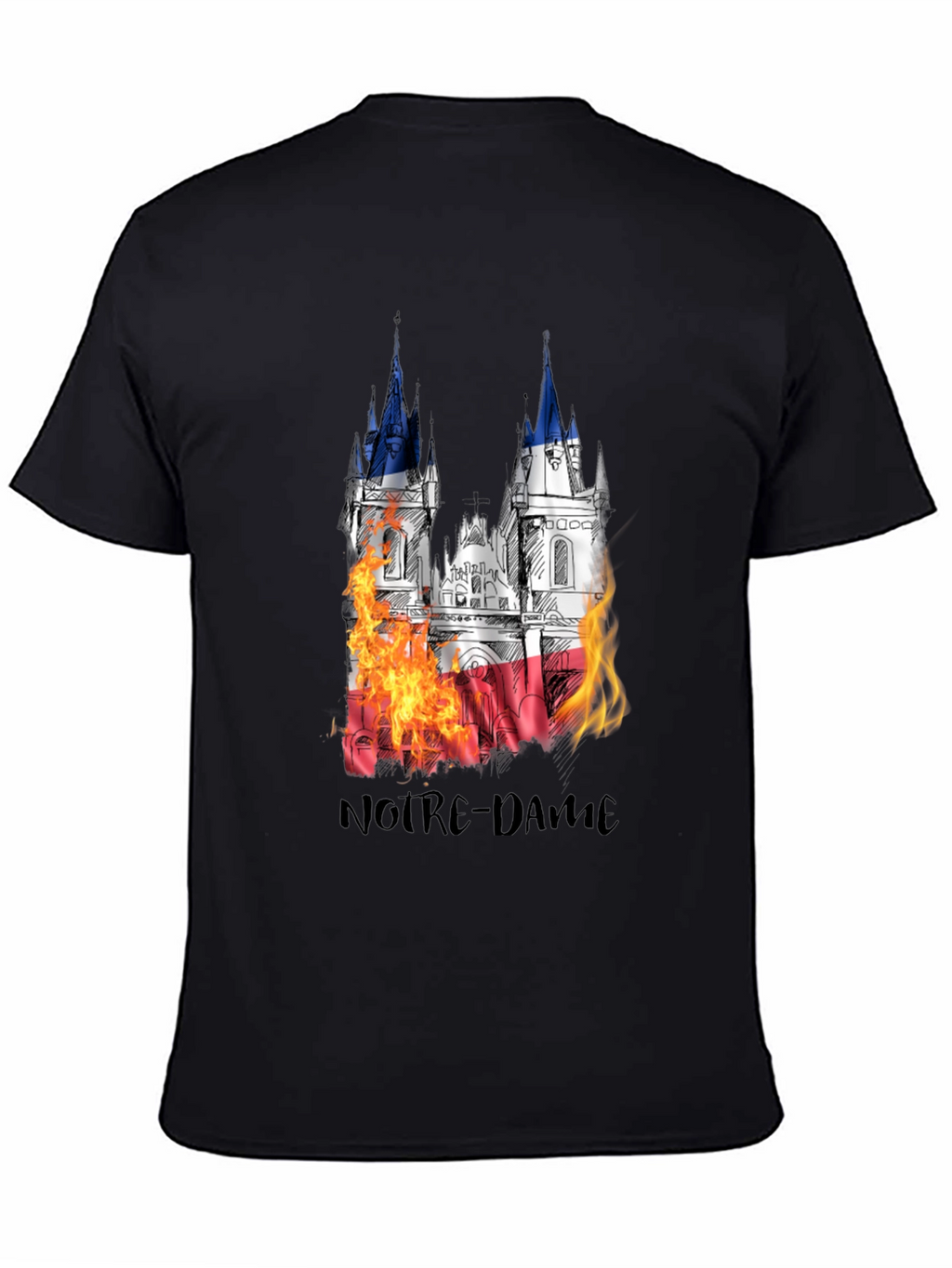 Notre Dame Burning T-Shirt - Mens Black Graphic Tee