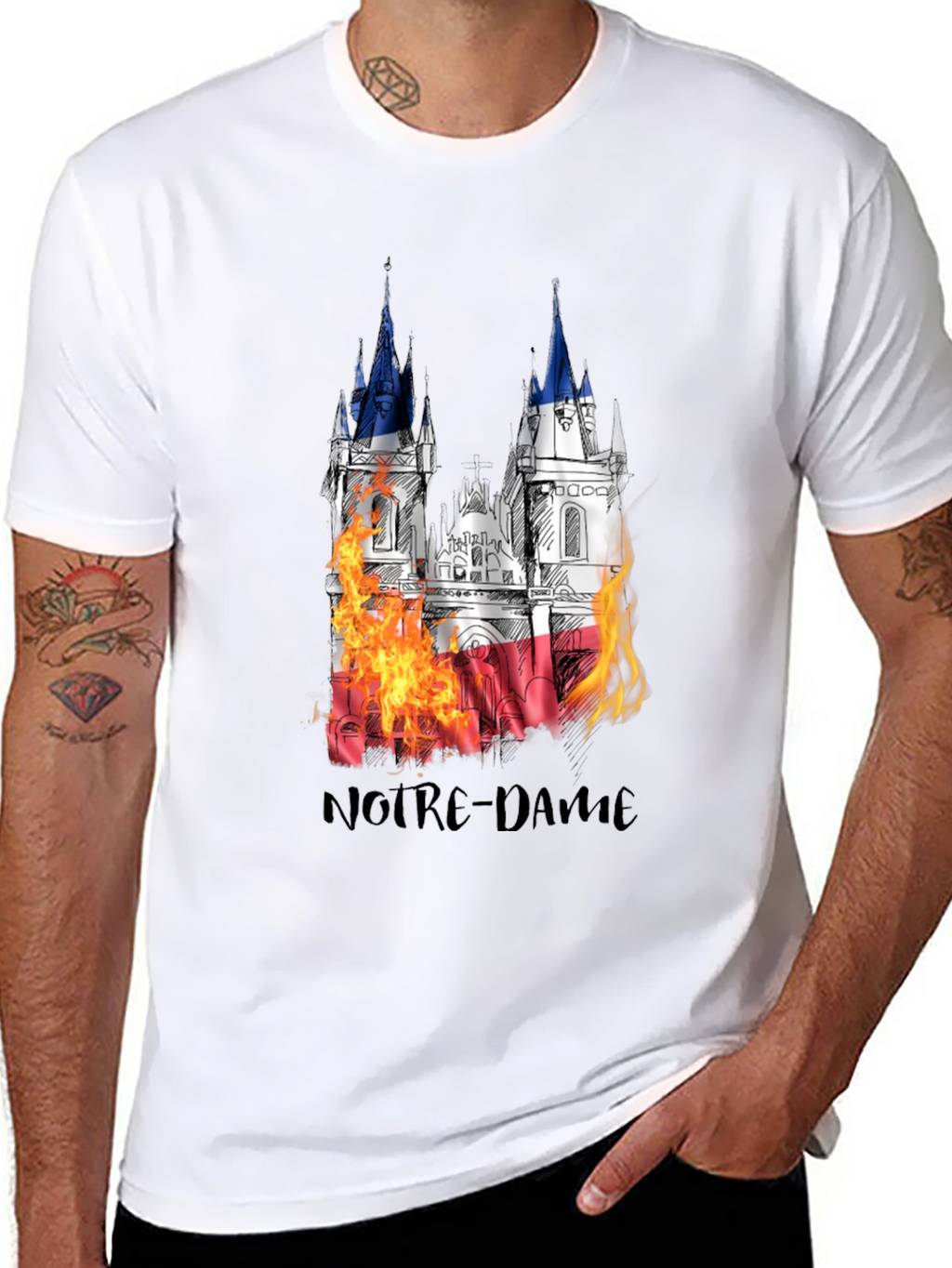 Notre Dame Burning T-Shirt - Mens Black Graphic Tee