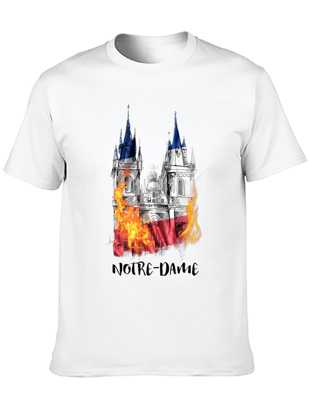 Notre Dame Burning T-Shirt - Mens Black Graphic Tee
