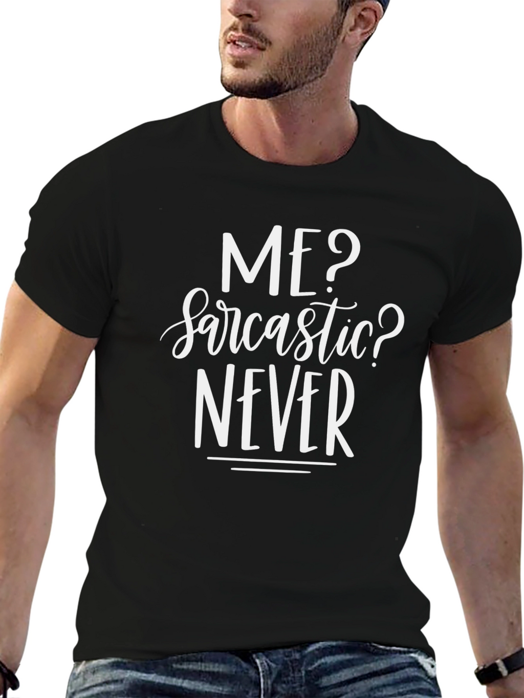 Sarcastic Never Graphic Tee - Mens Black T-Shirt