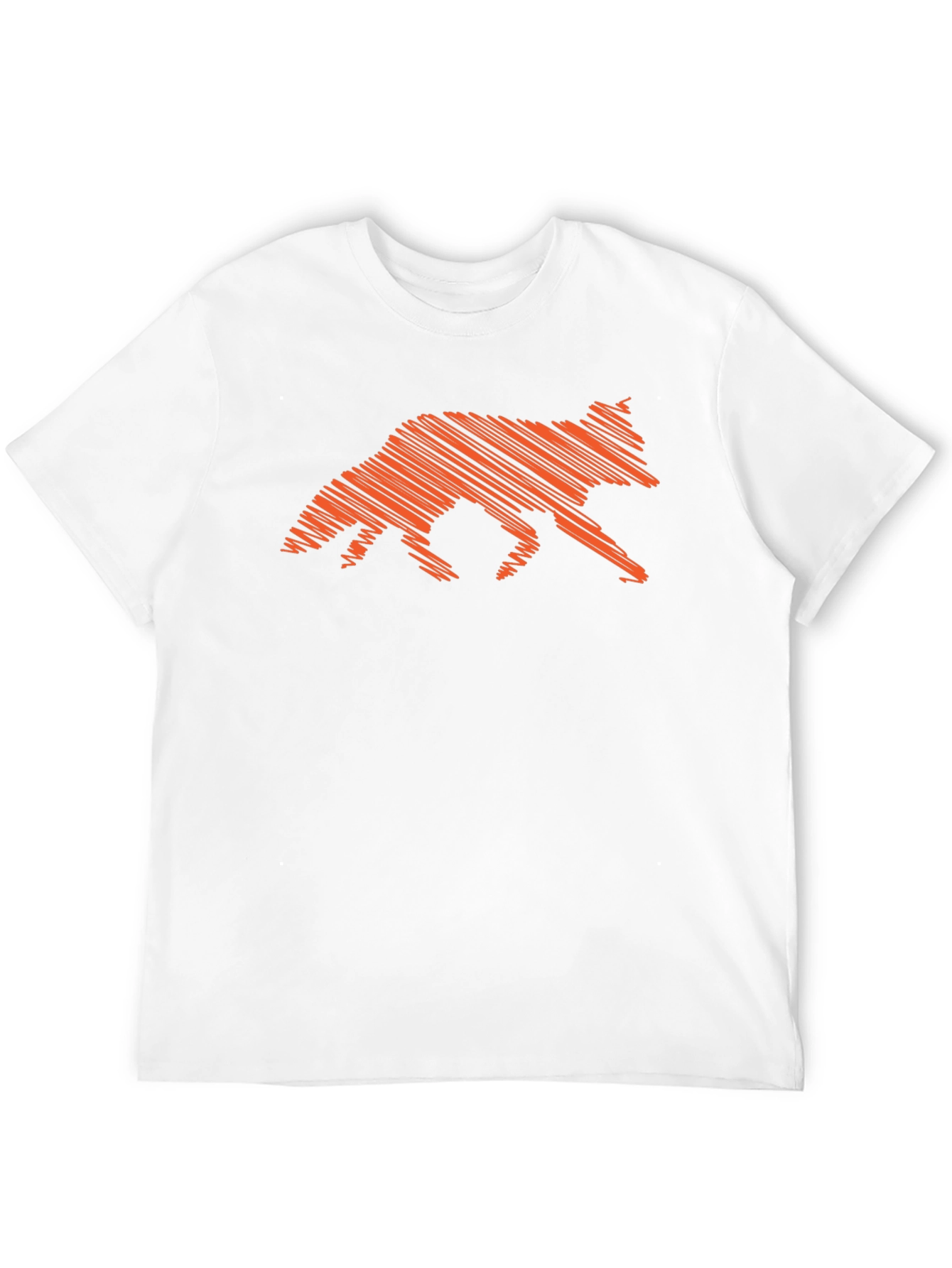 Orange Fox Scribble Graphic Black T-Shirt