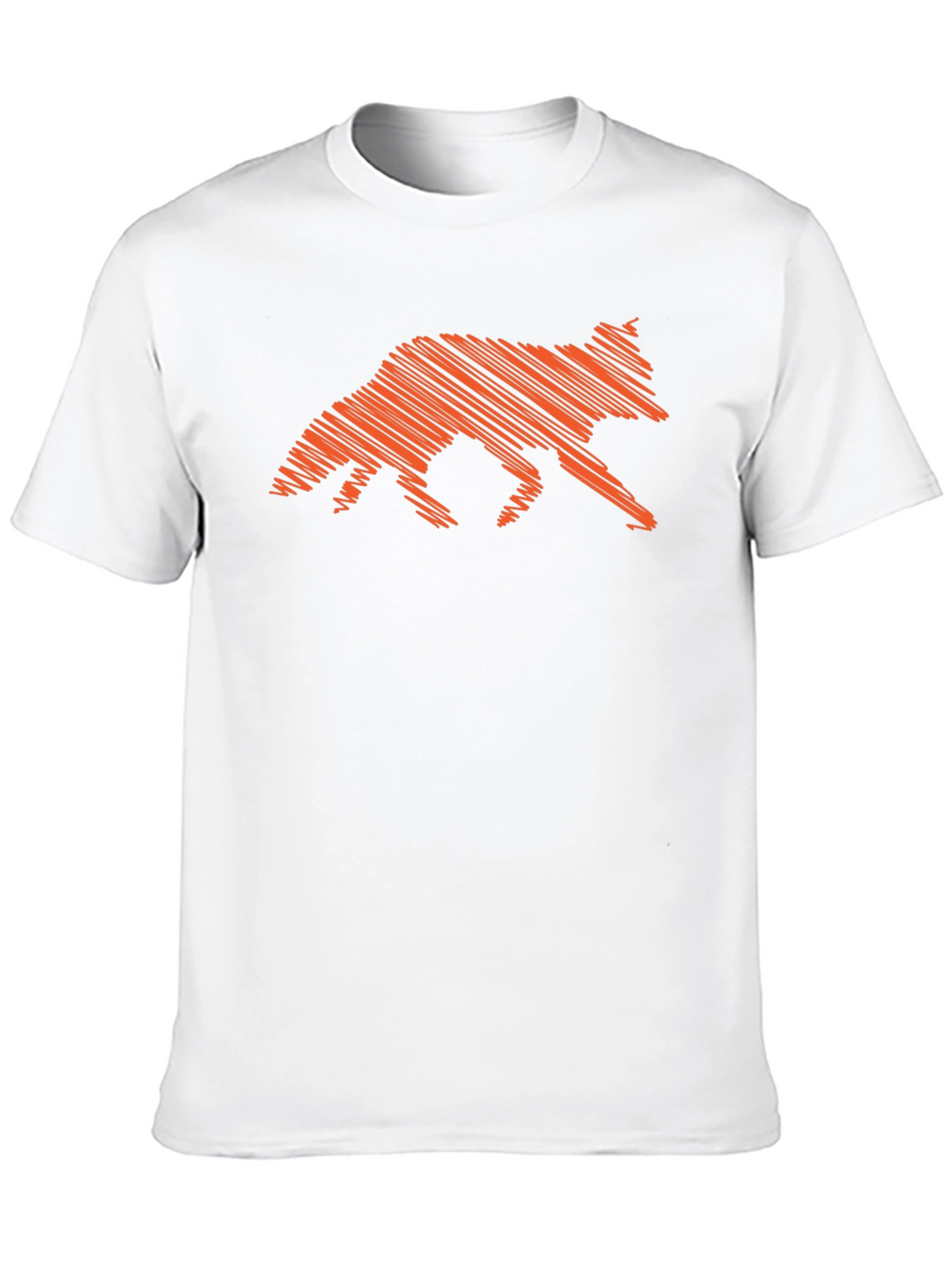 Orange Fox Scribble Graphic Black T-Shirt