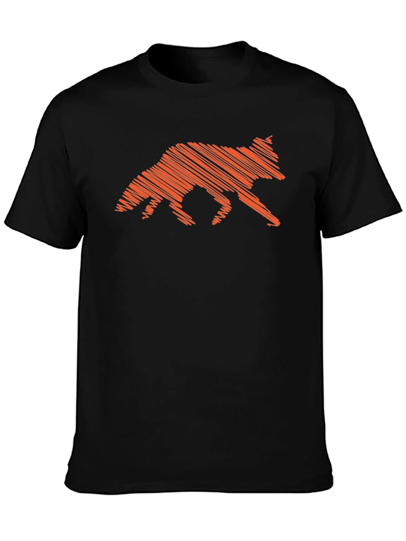 Orange Fox Scribble Graphic Black T-Shirt