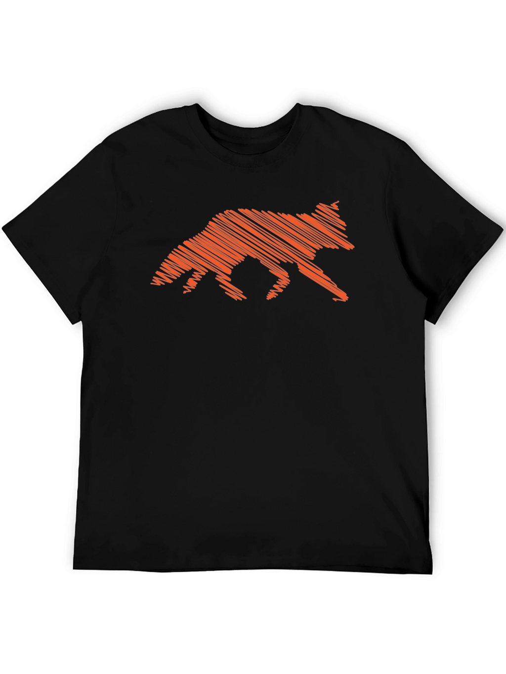 Orange Fox Scribble Graphic Black T-Shirt