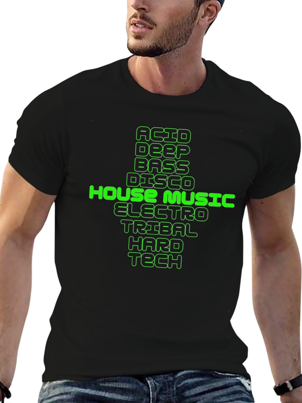 House Music Genres Graphic Tee - Black