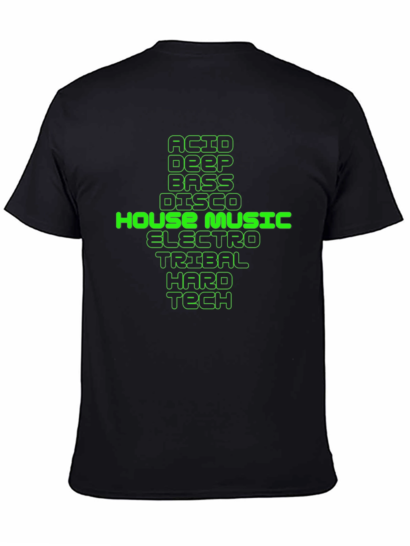 House Music Genres Graphic Tee - Black