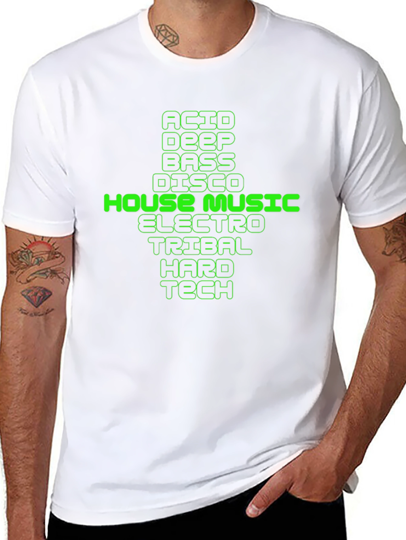 House Music Genres Graphic Tee - Black