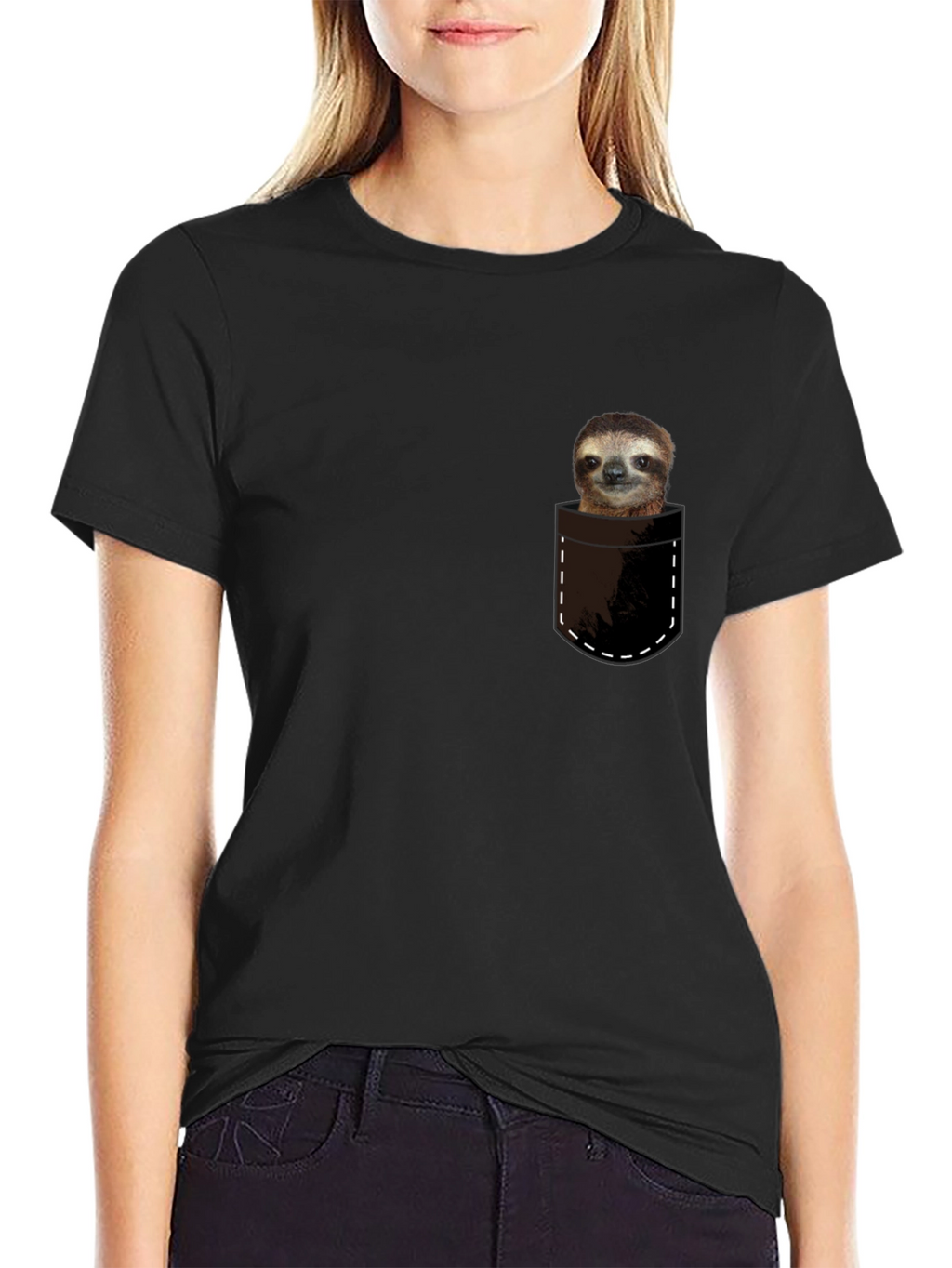 Sloth in Pocket T-Shirt - Cute & Funny