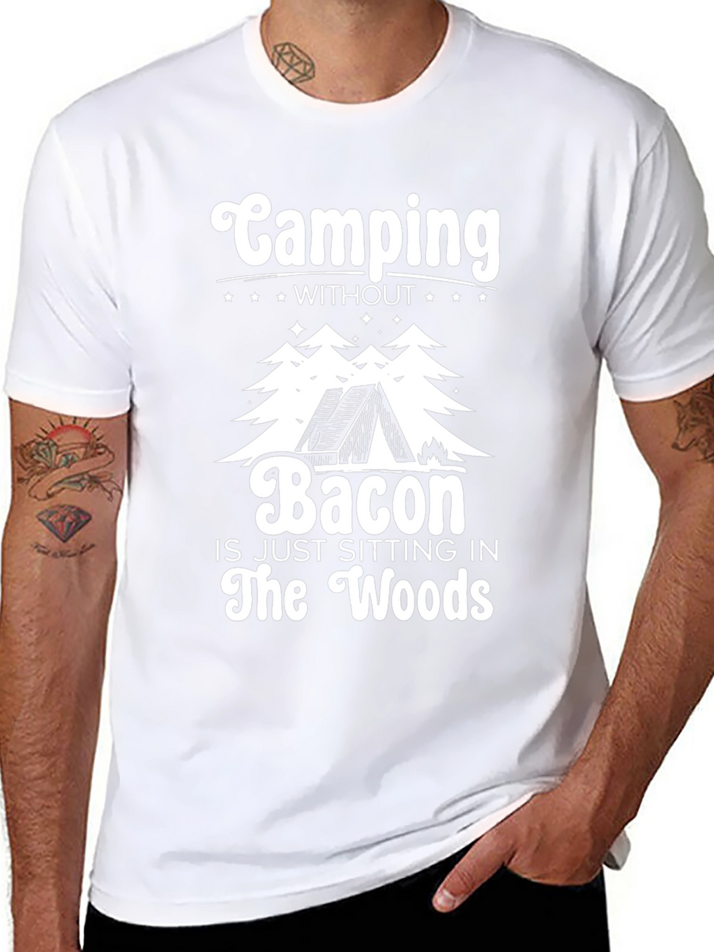 Camping Without Bacon Black T-Shirt