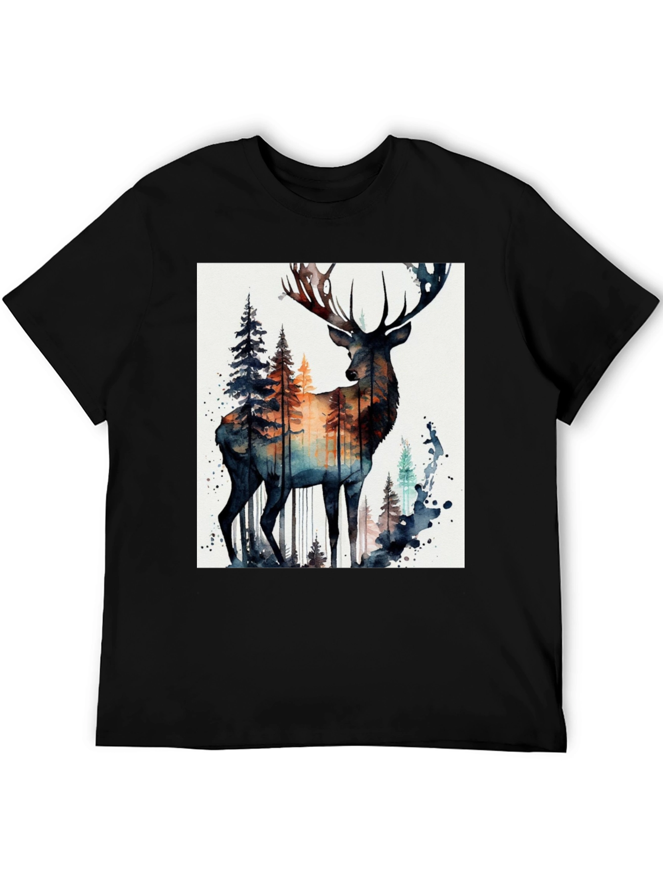 Deer Forest Watercolor Graphic Tee