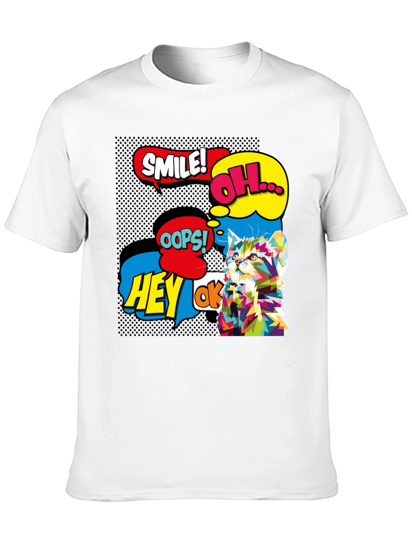 Pop Art Cat Black T-Shirt - Graphic Tee