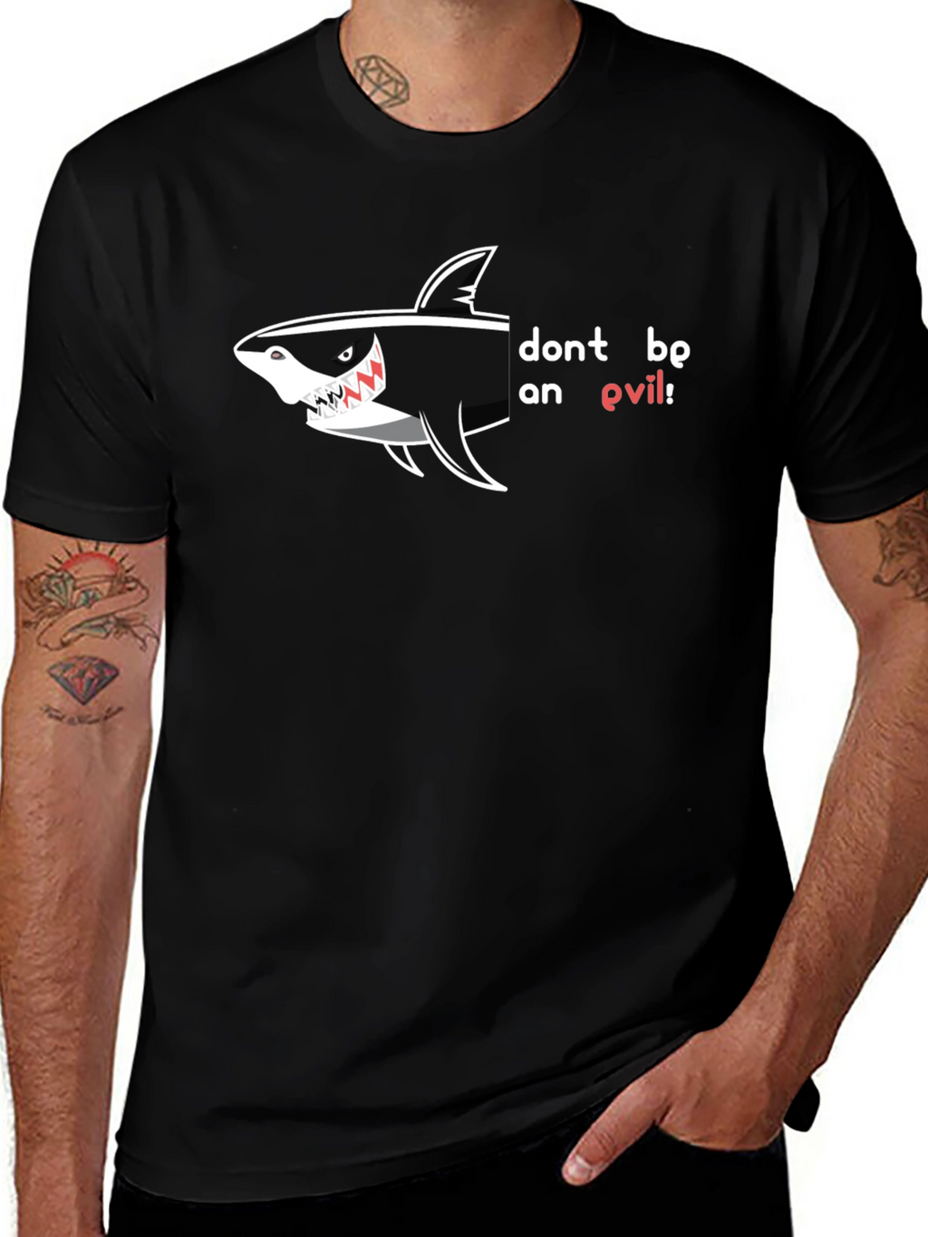 Dont Be An Evil Shark Black T-Shirt